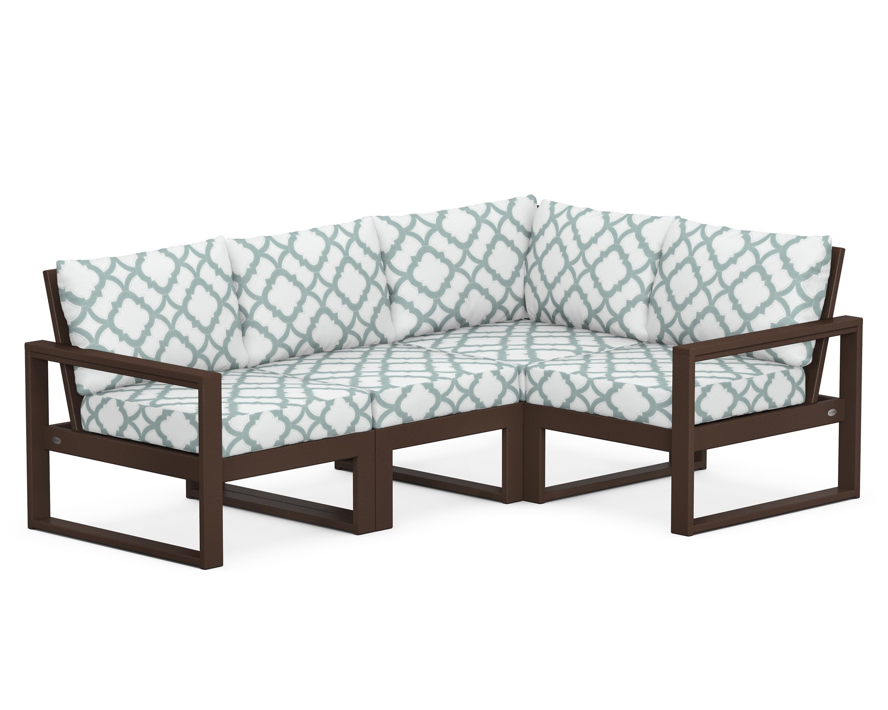 EDGE 4-Piece Modular Deep Seating Set in Mahogany / Trellis Glacier Spa
