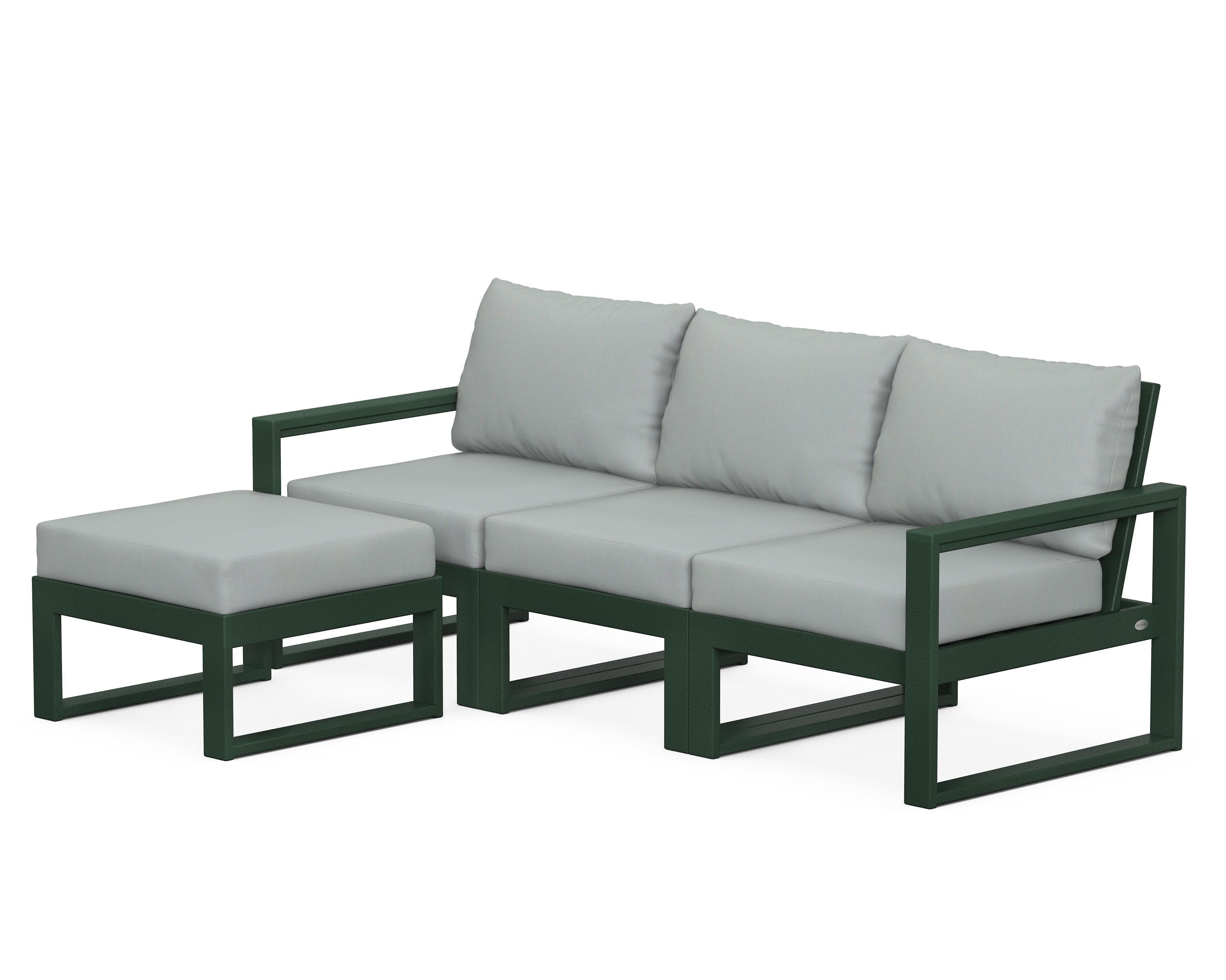 EDGE 4-Piece Modular Deep Seating Set with Ottoman in Green / Spa
