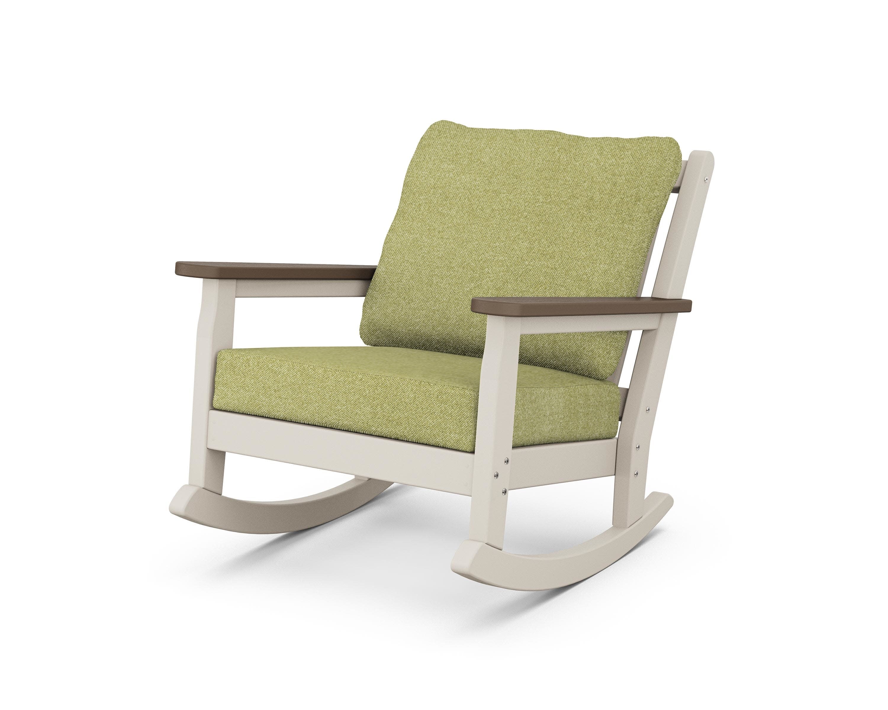 Chippendale Deep Seating Rocking Chair in Sand / Kona / Chartreuse Boucle