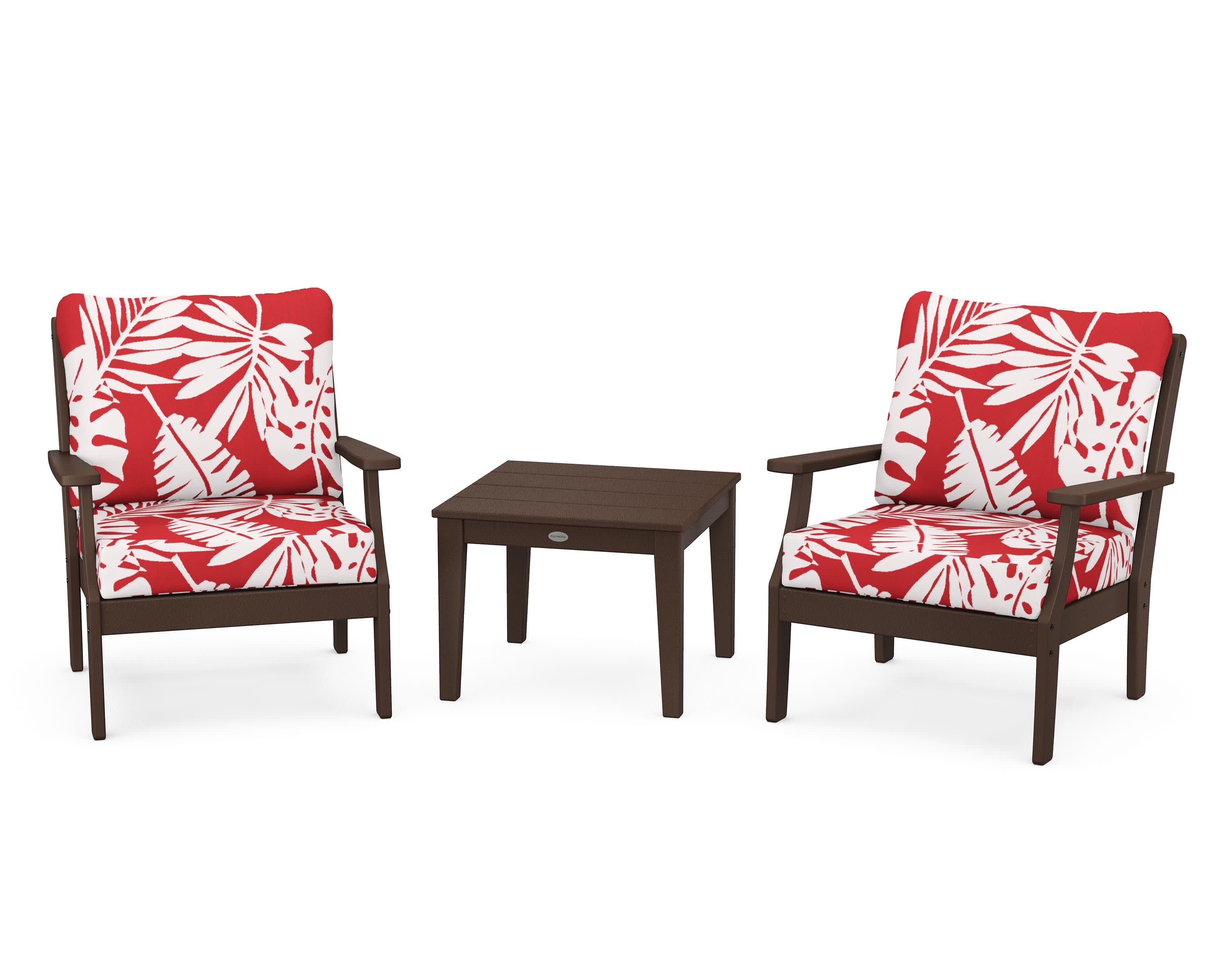 Braxton 3-Piece Deep Seating Set in Mahogany / Leaf Crimson