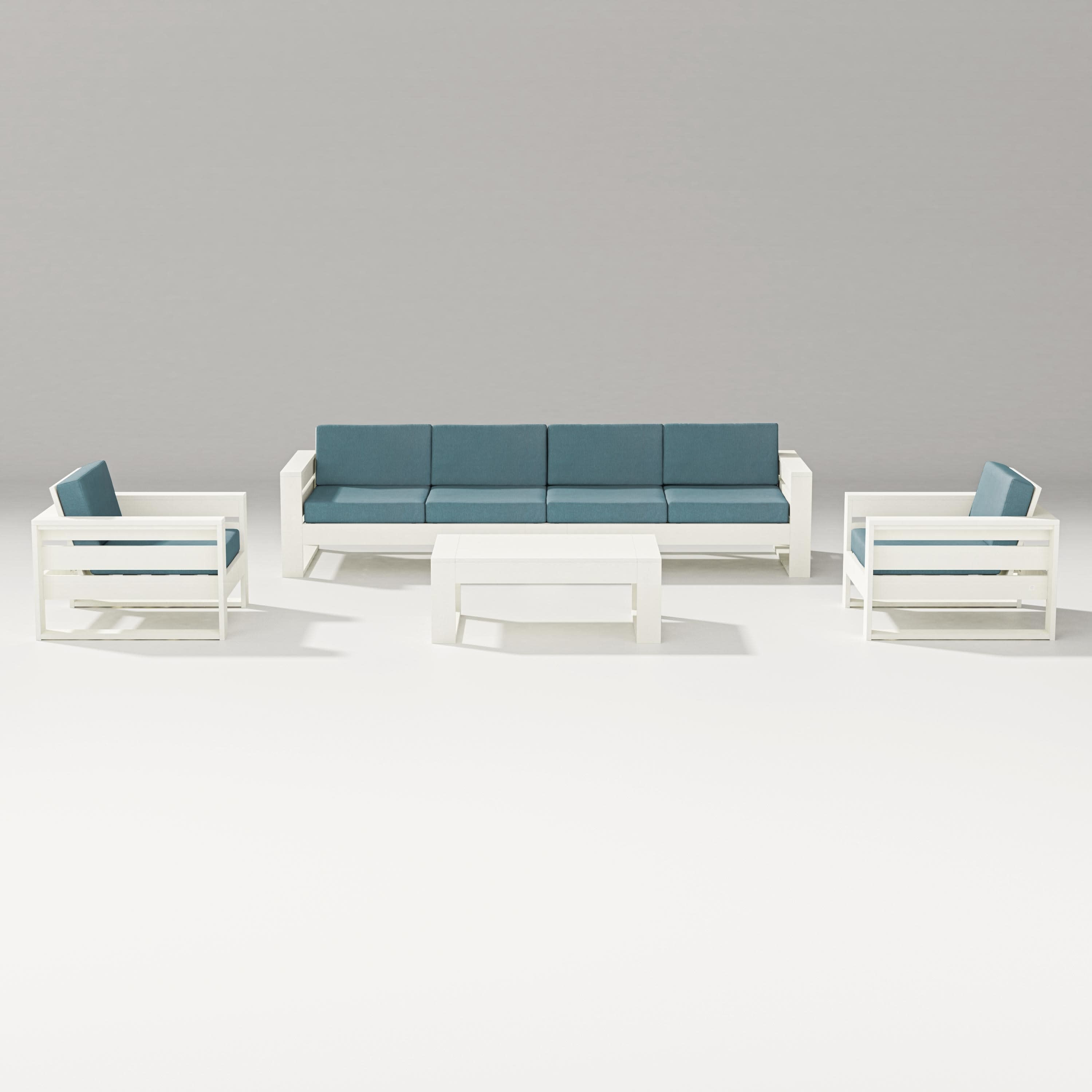 Latitude 5-Piece Lounge Sofa Set in Vintage White / Ocean Teal