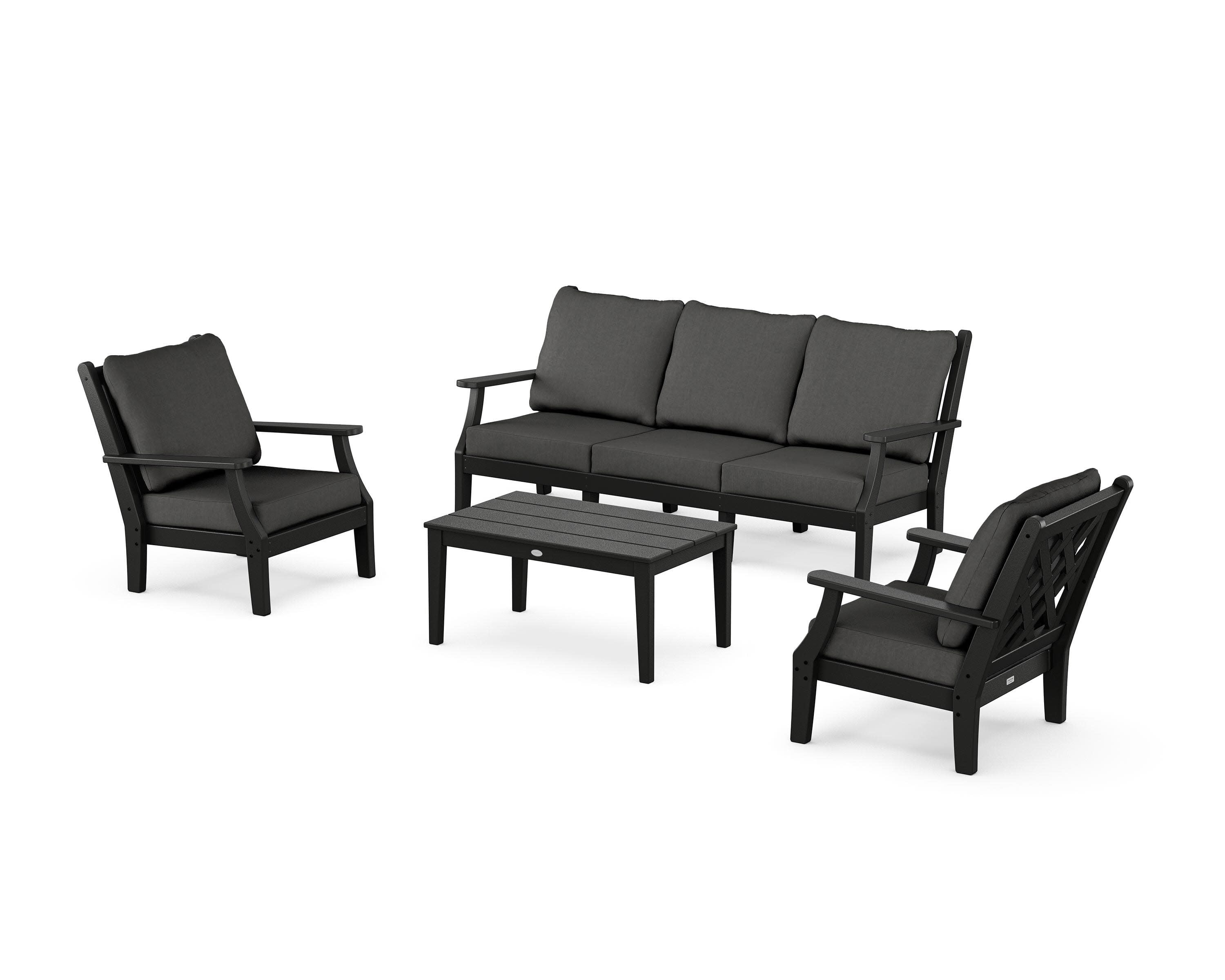 Wovendale 4-Piece Deep Seating Set with Sofa in Black / Spectrum Carbon