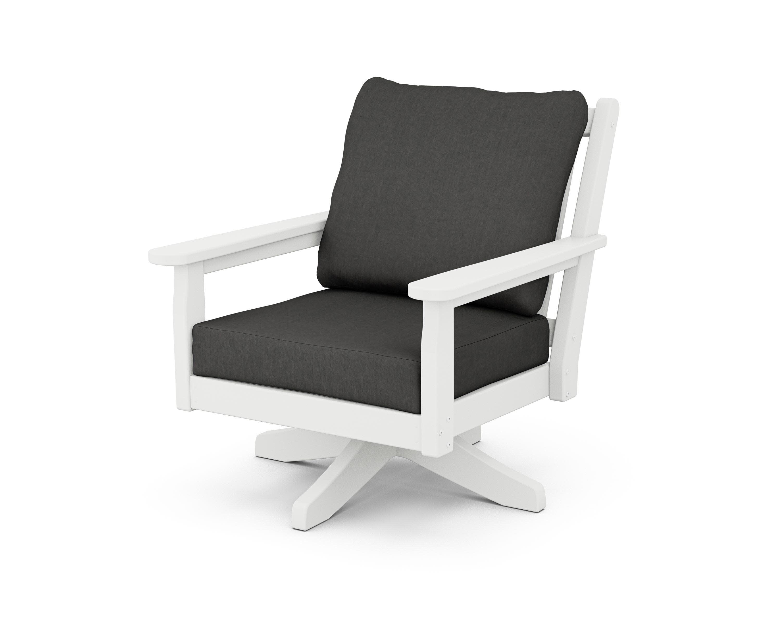 Chippendale Deep Seating Swivel Chair in White / Spectrum Carbon