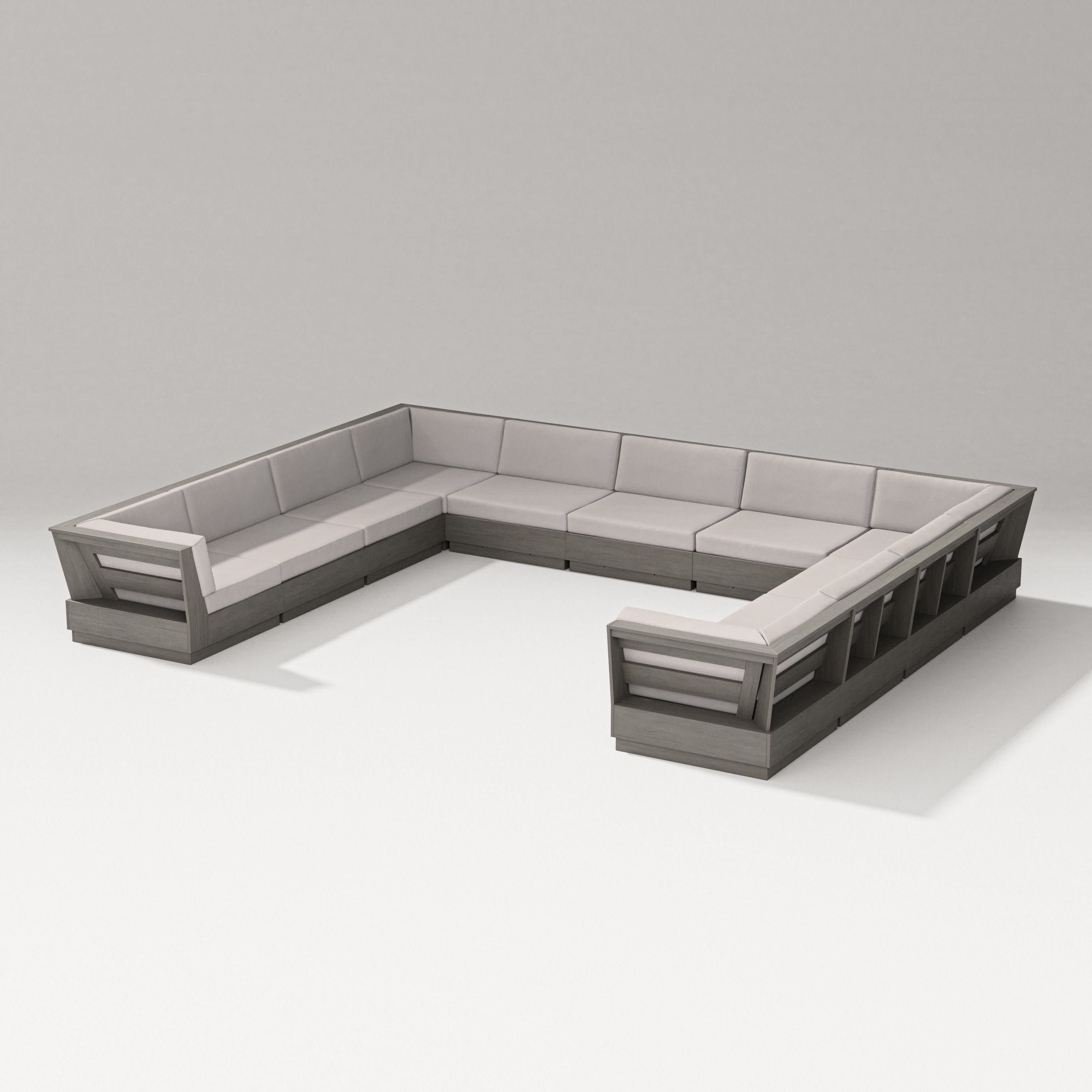 Elevate Large U-Shaped Sectional in Driftwood / Dune Burlap