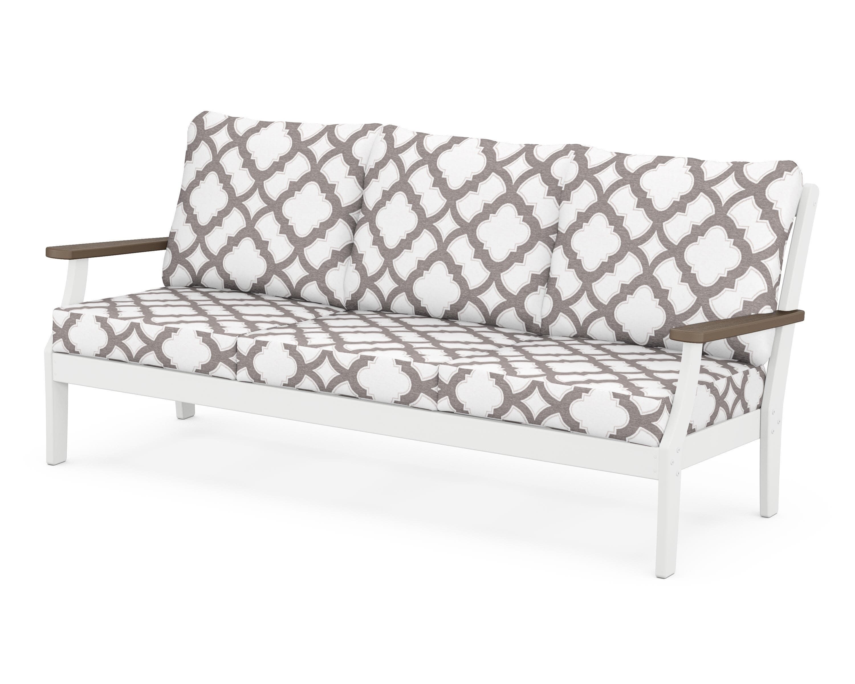 Braxton Deep Seating Sofa in White / Kona / Trellis Grey Mist