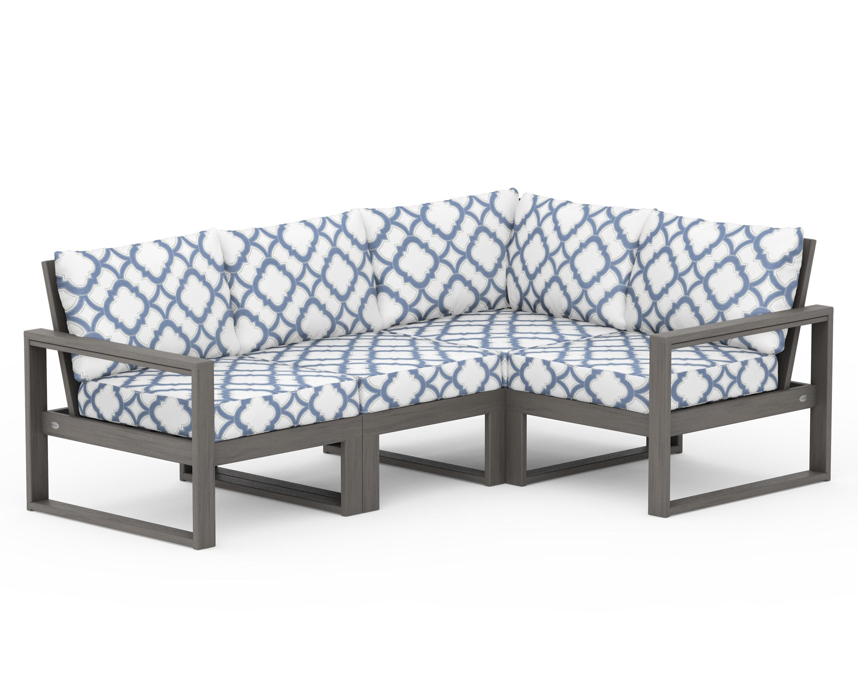 EDGE 4-Piece Modular Deep Seating Set in Driftwood / Trellis Sky Blue