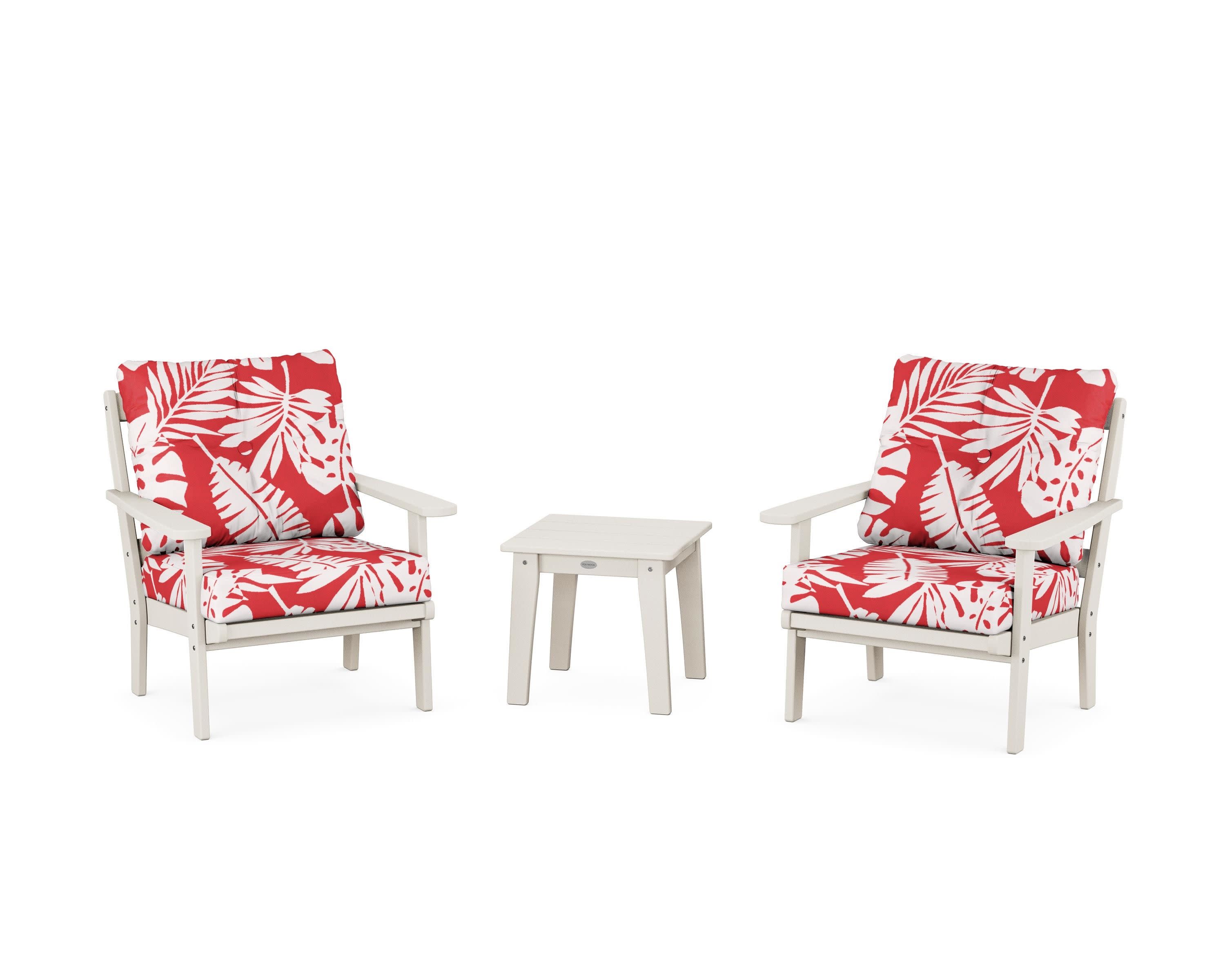 Mission 3-Piece Deep Seating Set in Sand / Leaf Crimson