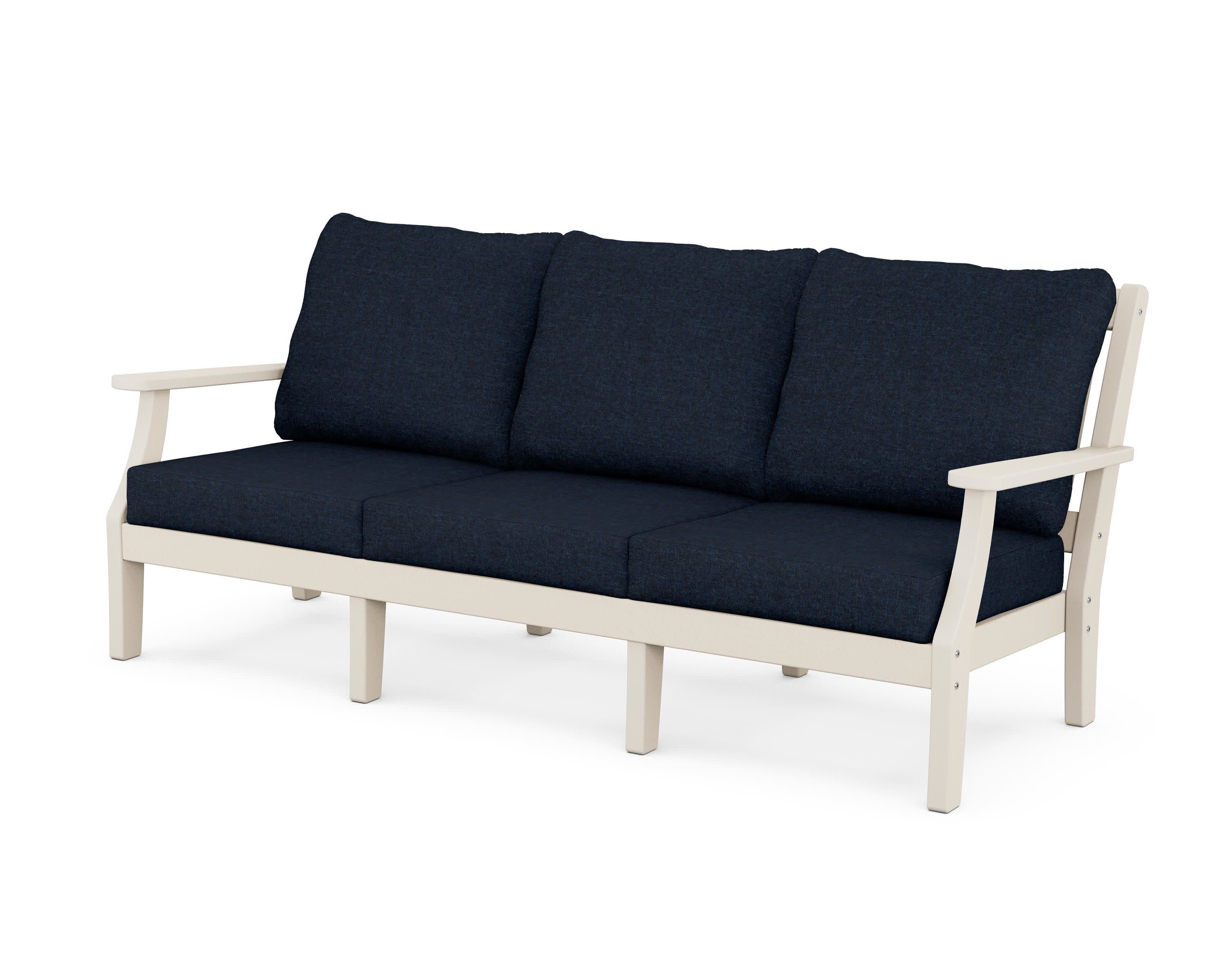 Chinoiserie Deep Seating Sofa in Sand / Marine Indigo