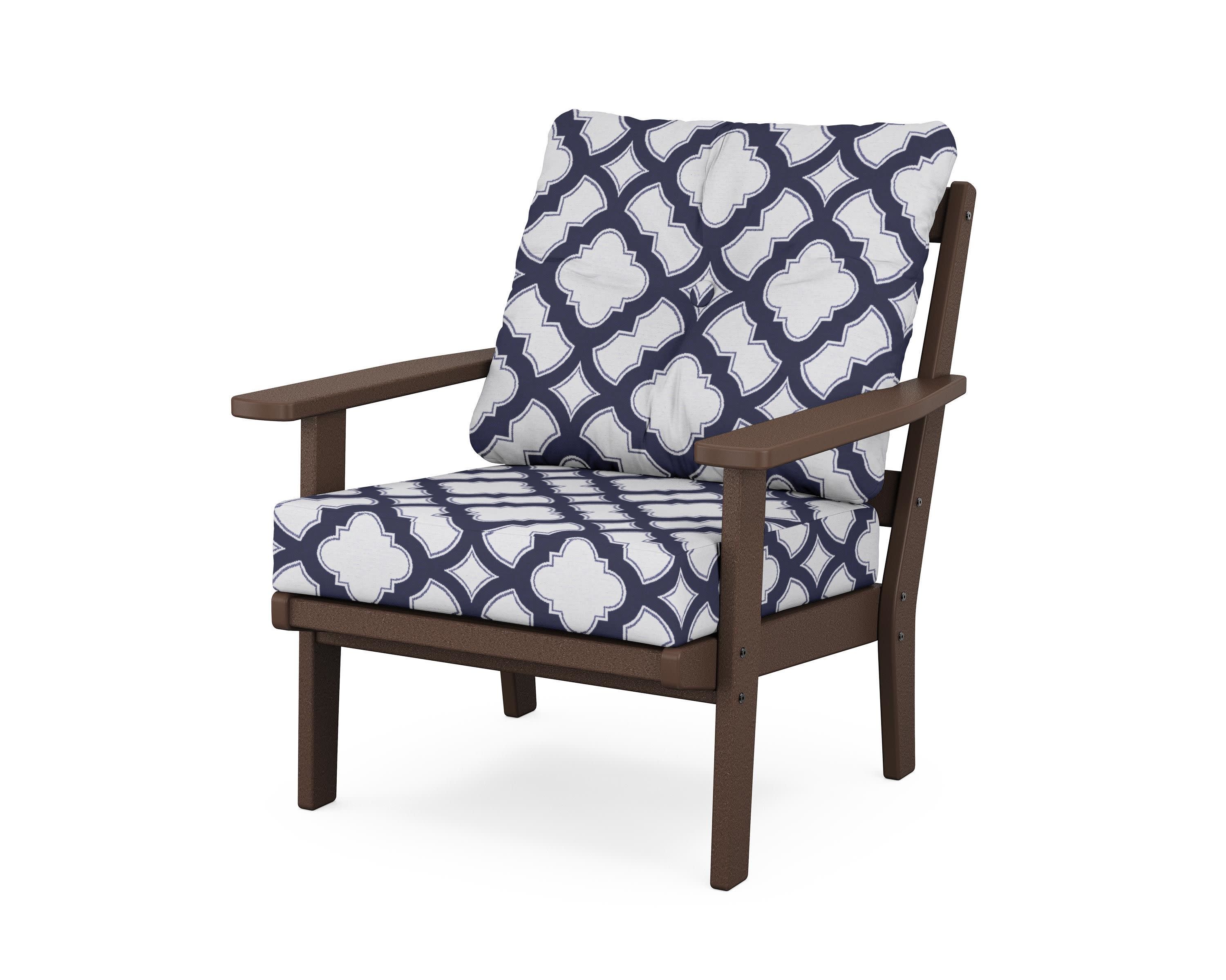 Oxford Deep Seating Chair in Mahogany / Trellis Navy