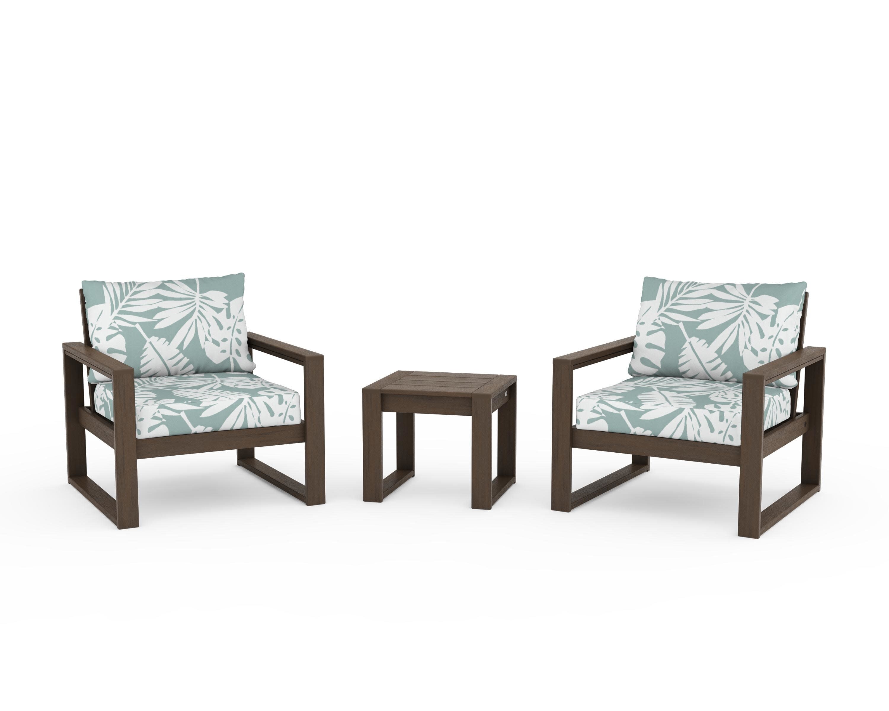 EDGE Sectional 3-Piece Deep Seating Set in Kona / Leaf Glacier Spa