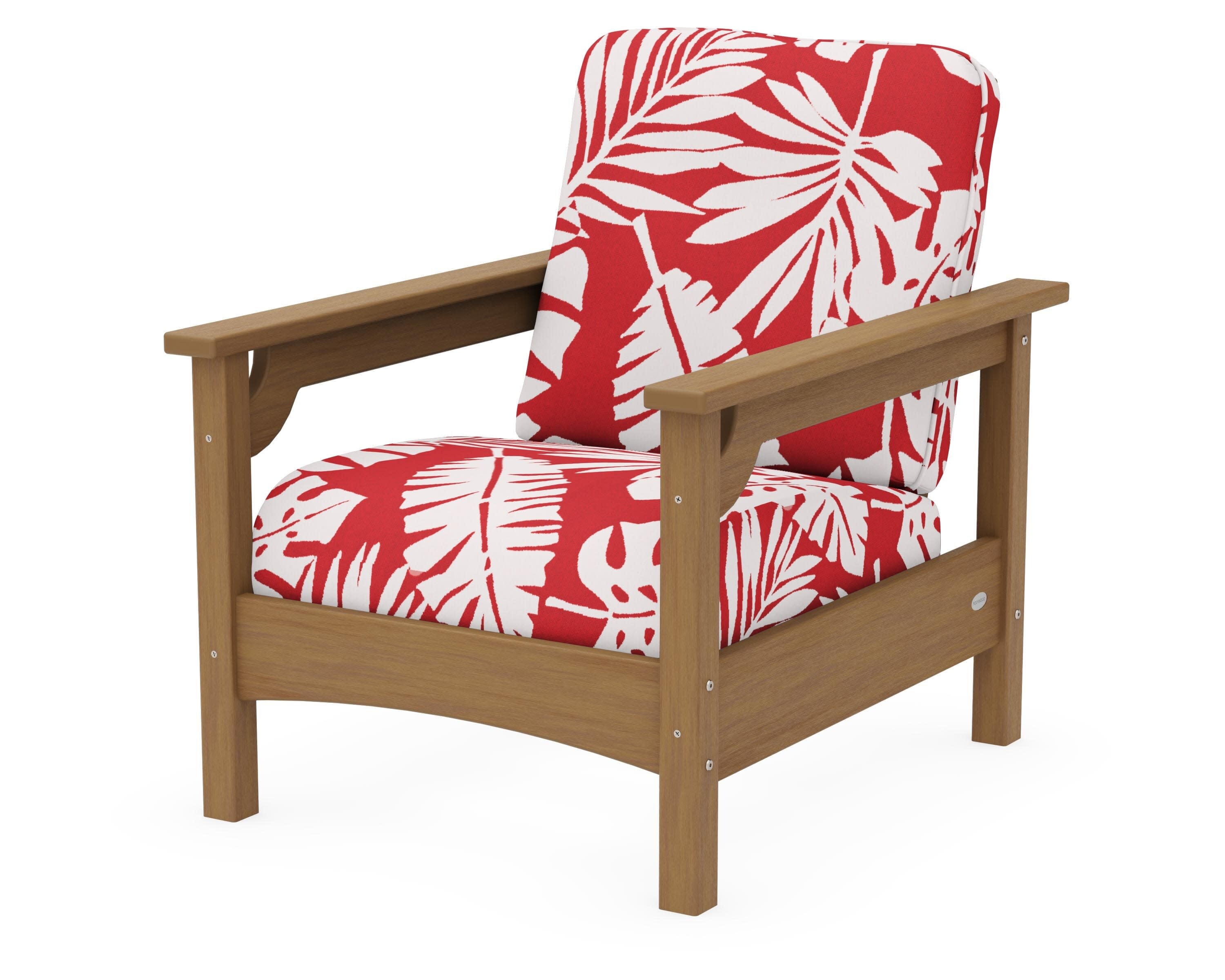 Club Chair in Natural / Leaf Crimson