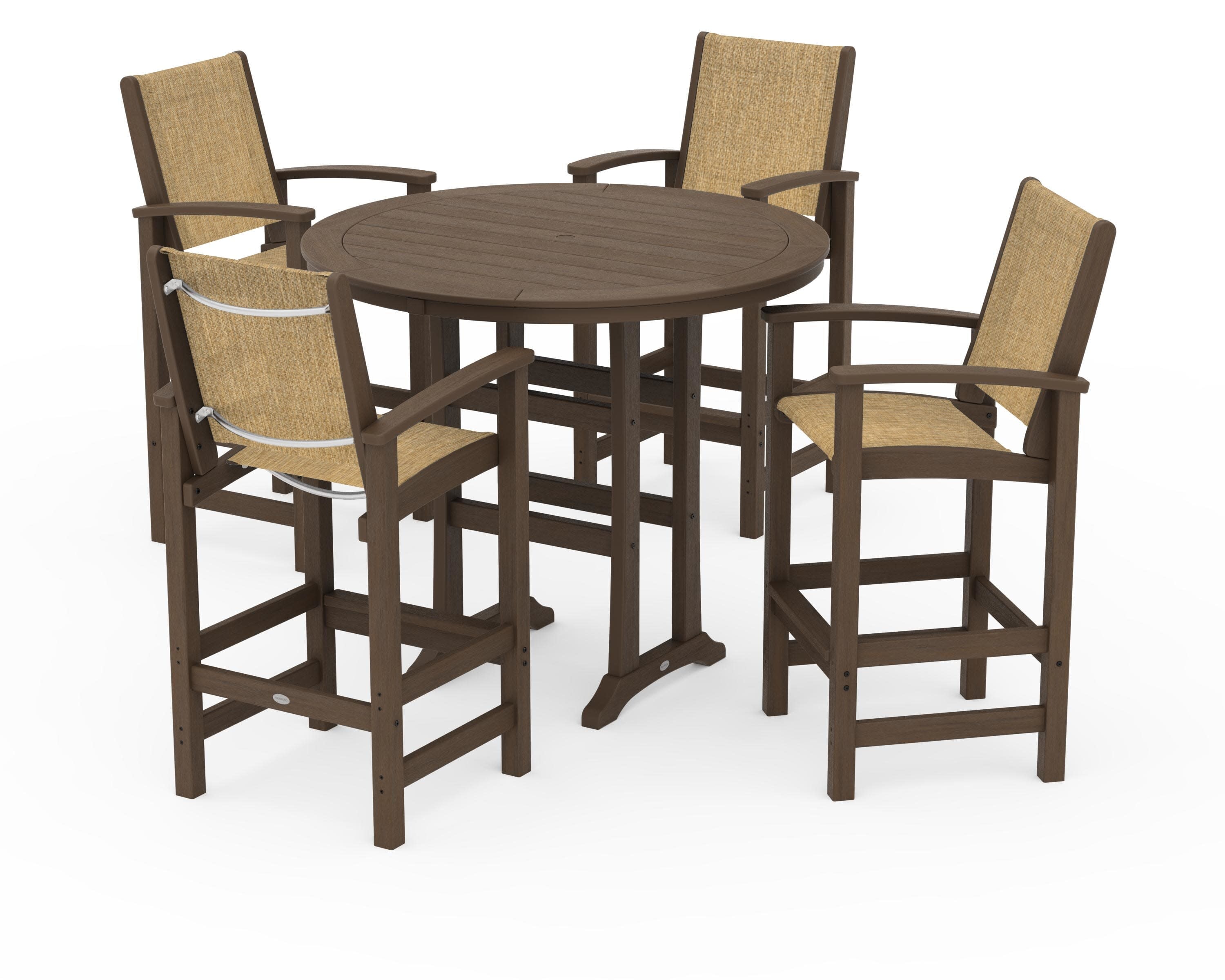 Coastal 5-Piece Nautical Trestle Bar Set in Kona / Burlap Sling