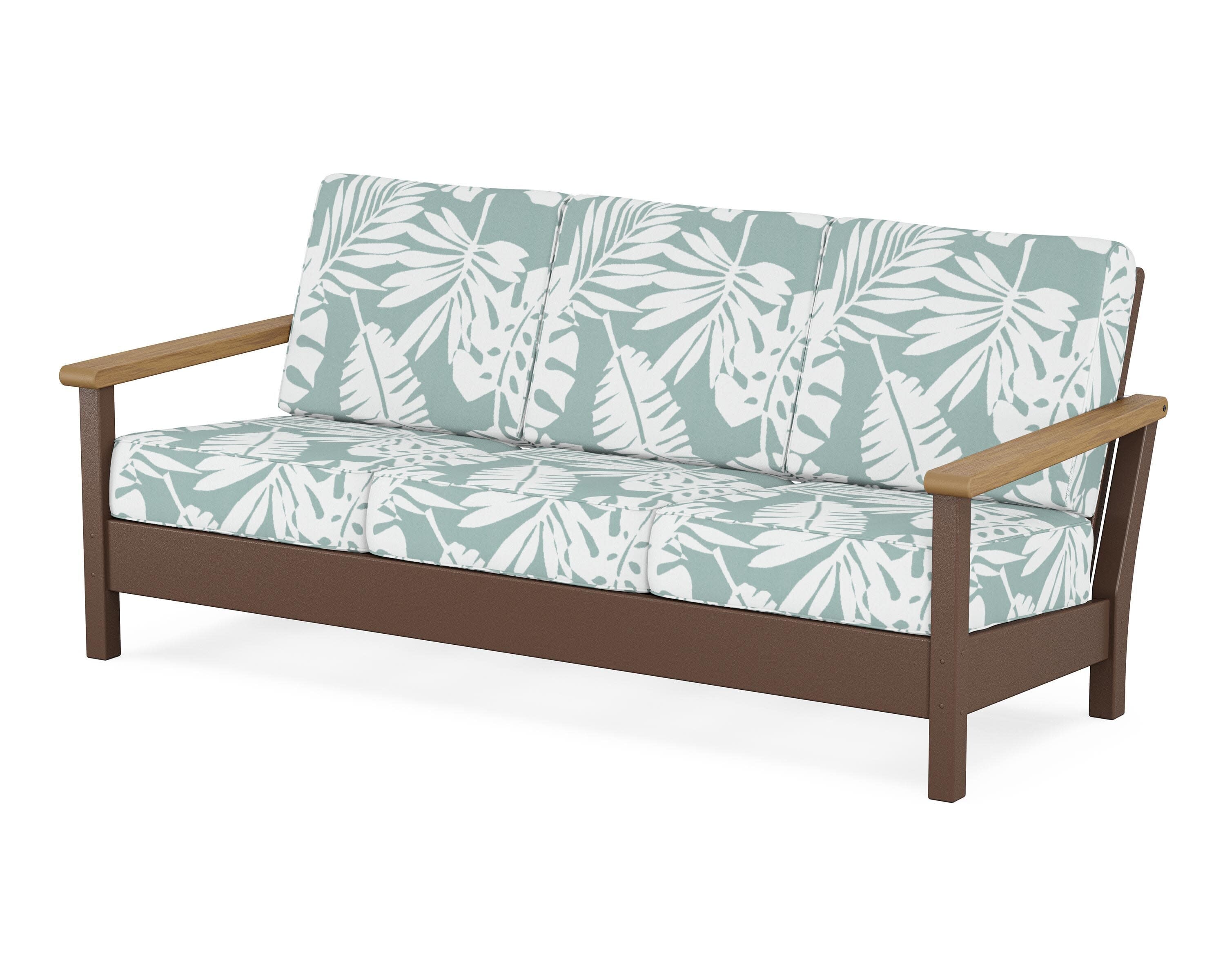 Harbour Deep Seating Sofa in Mahogany / Natural / Leaf Glacier Spa
