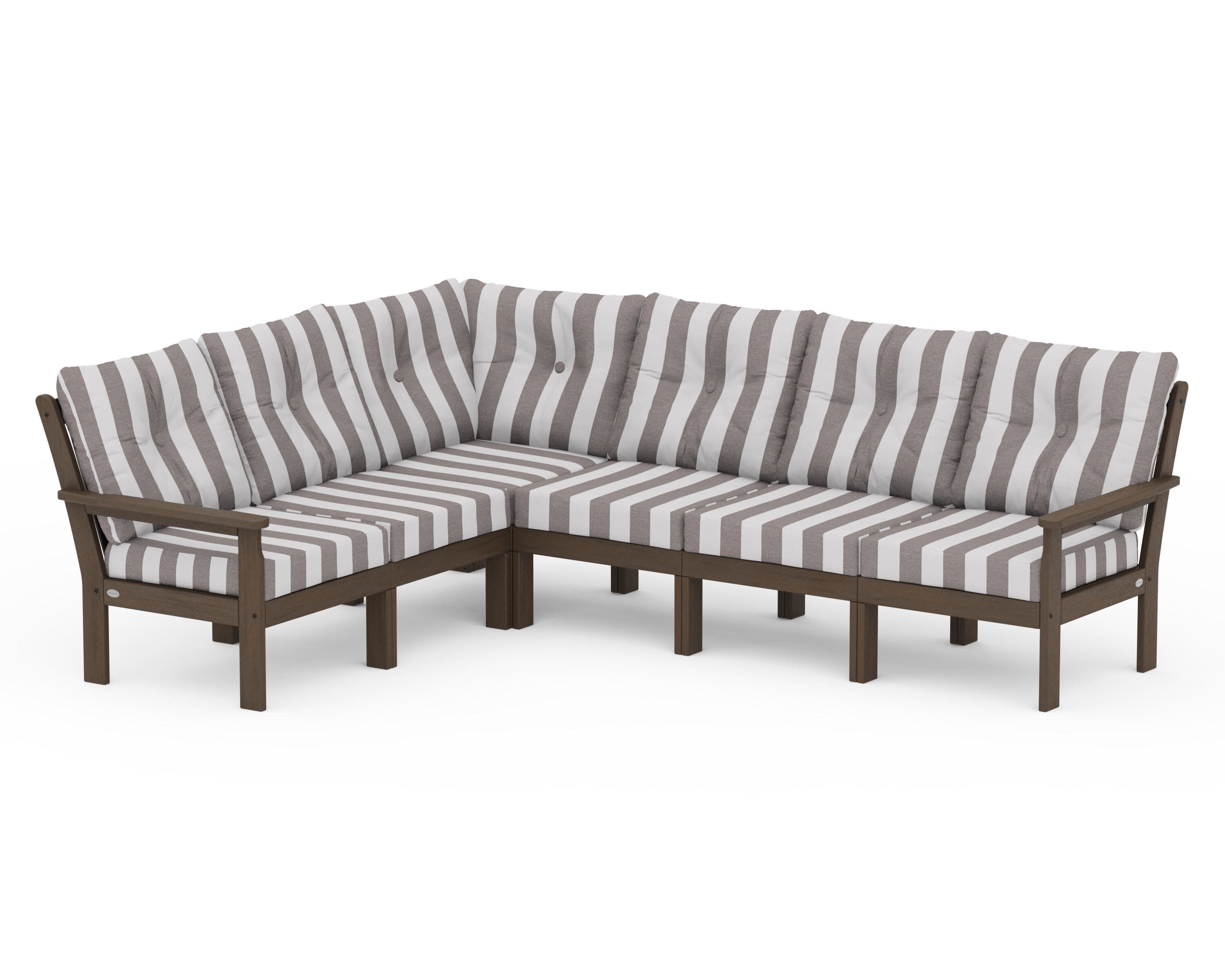 Vineyard 6-Piece Sectional in Kona / Cabana Stripe Grey Mist