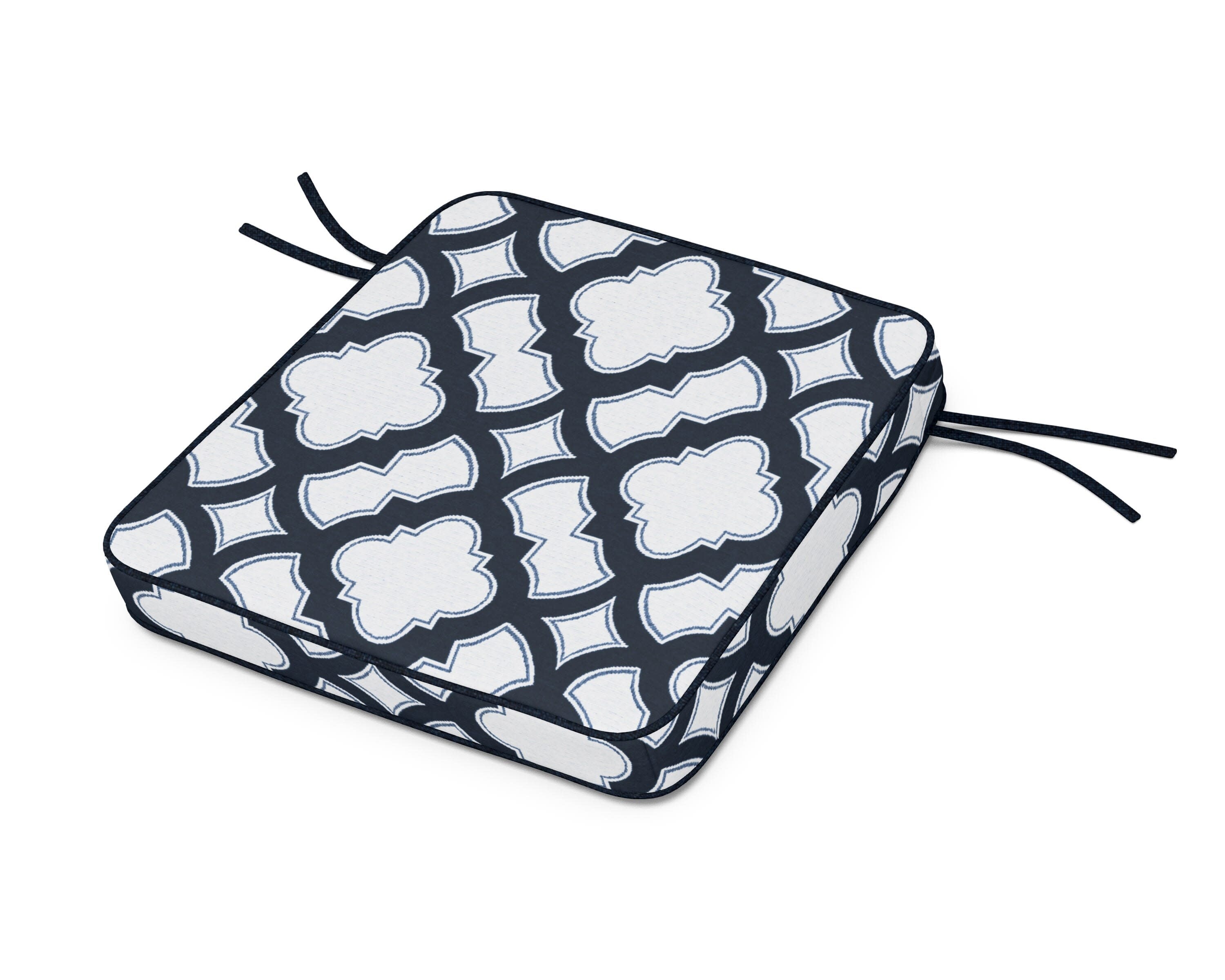 Acadia Dining Arm Seat Cushion in Trellis Marine Indigo