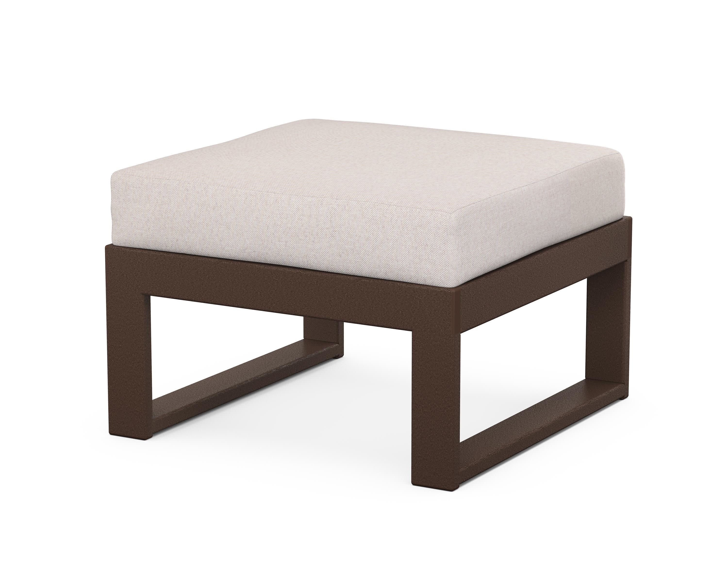 Modular Ottoman - Modern in Mahogany / Dune Burlap