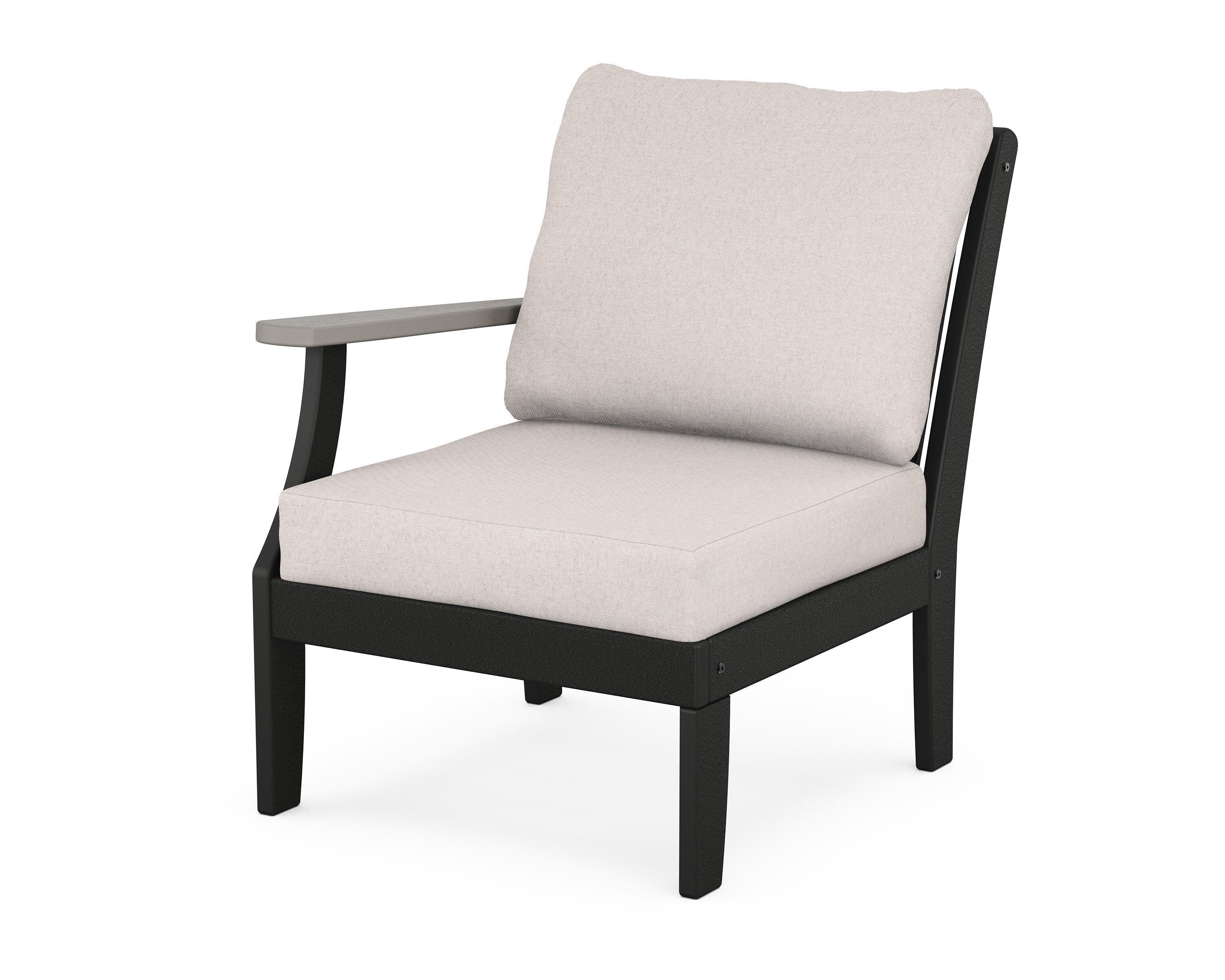 Braxton Modular Left Arm Chair in Black / Driftwood / Dune Burlap