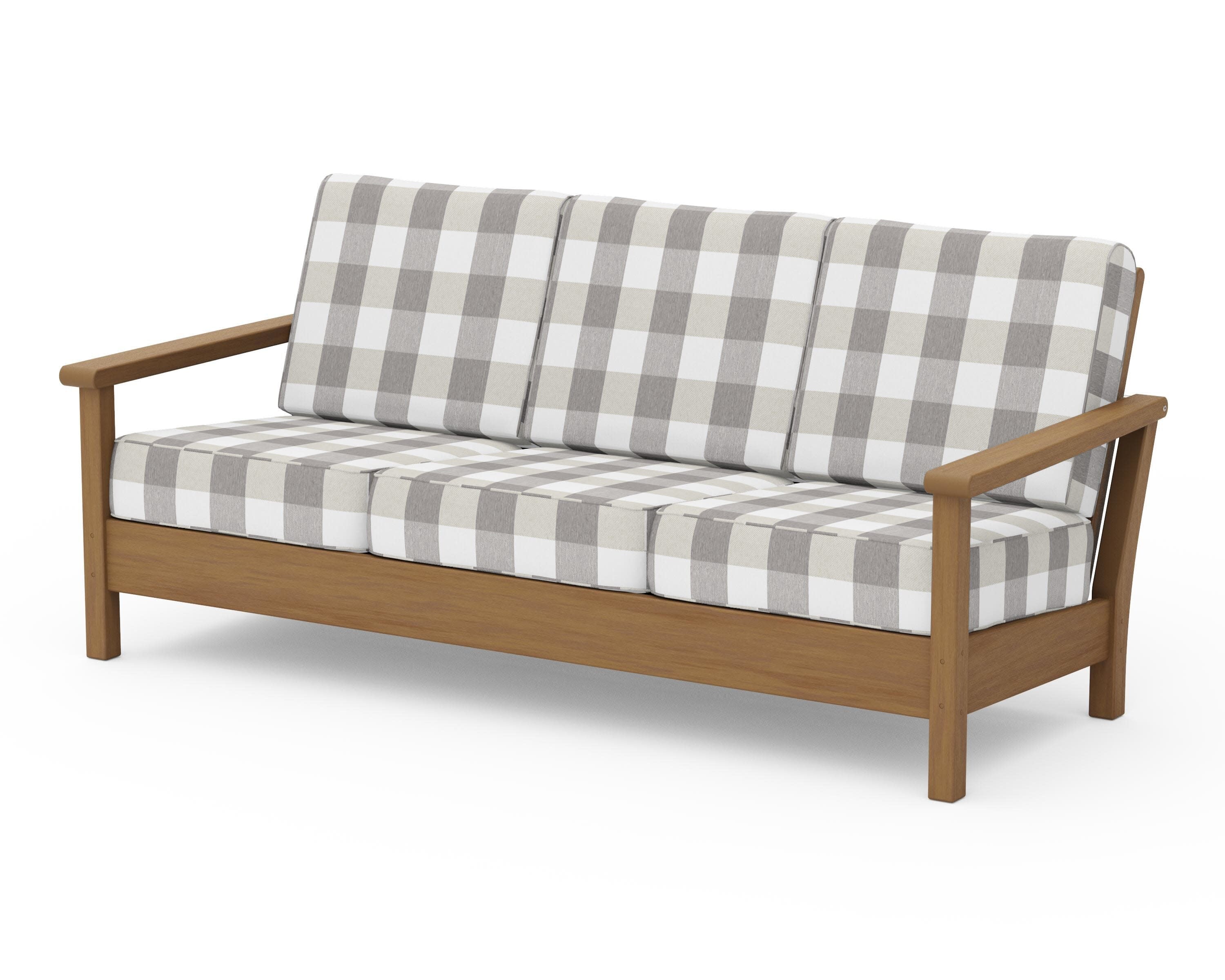 Harbour Deep Seating Sofa in Natural / Buffalo Plaid Grey Mist
