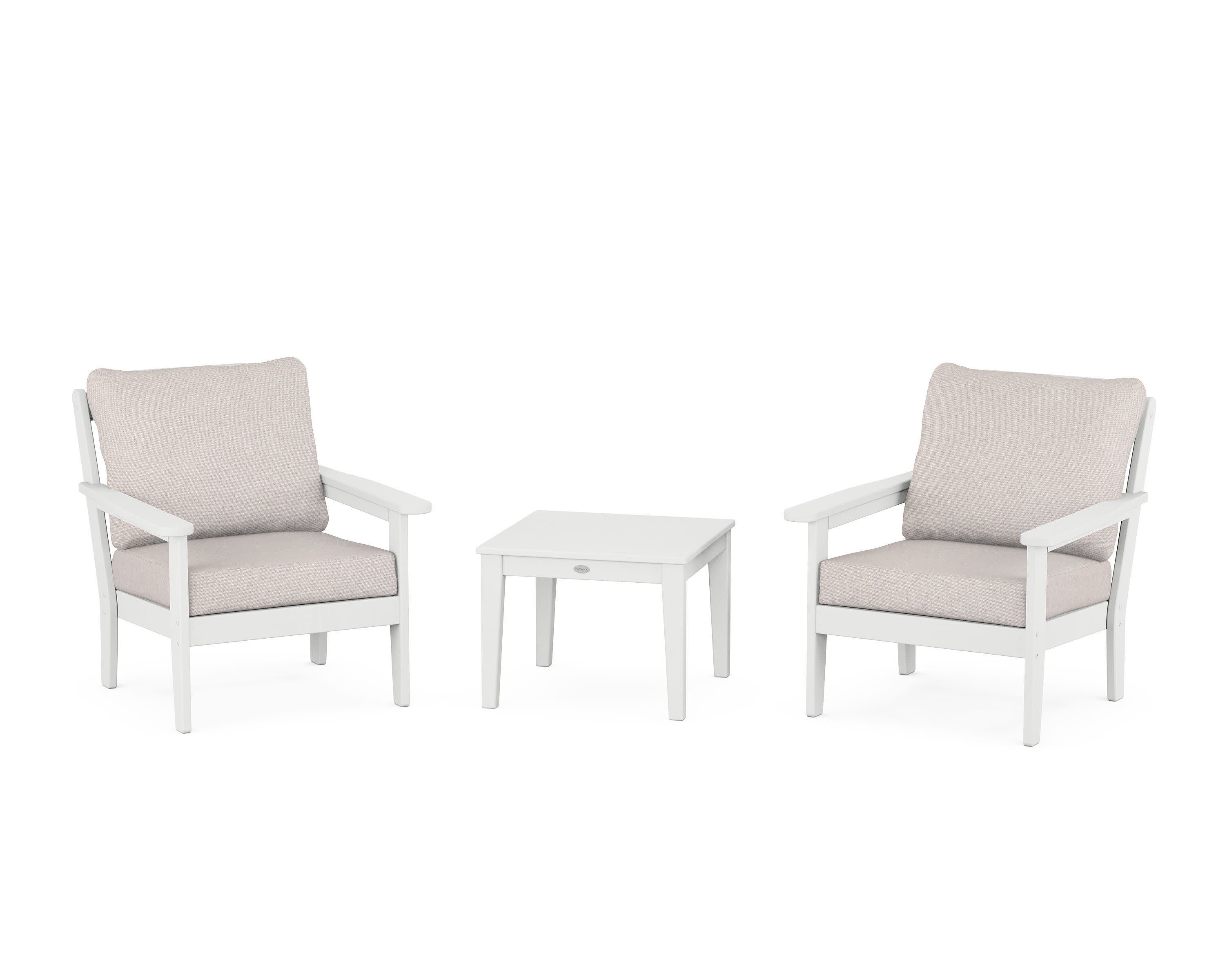 Cottage 3-Piece Deep Seating Set in White / Dune Burlap