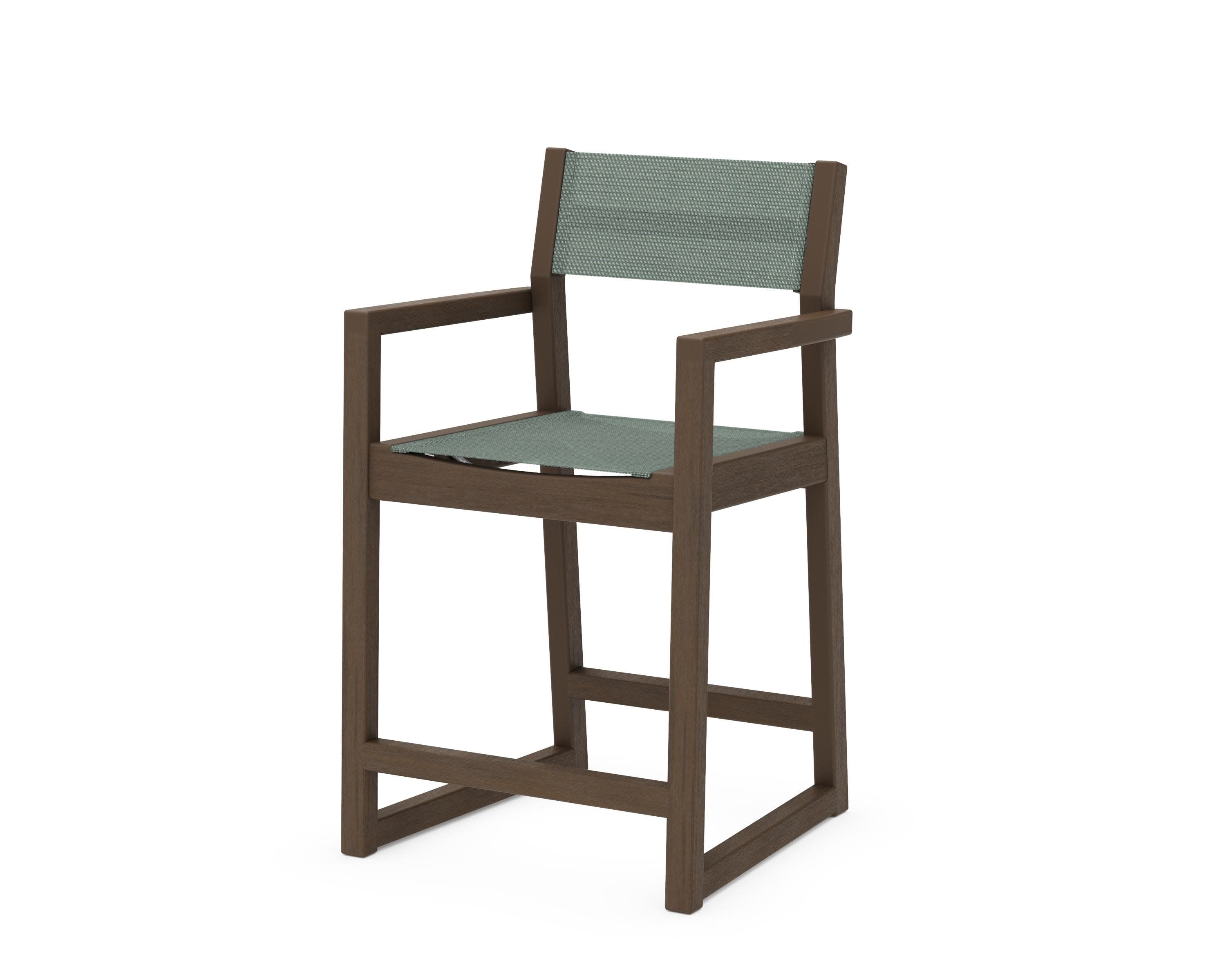 EDGE Sling Counter Arm Chair in Kona / Dupioni Sea Mist Sling