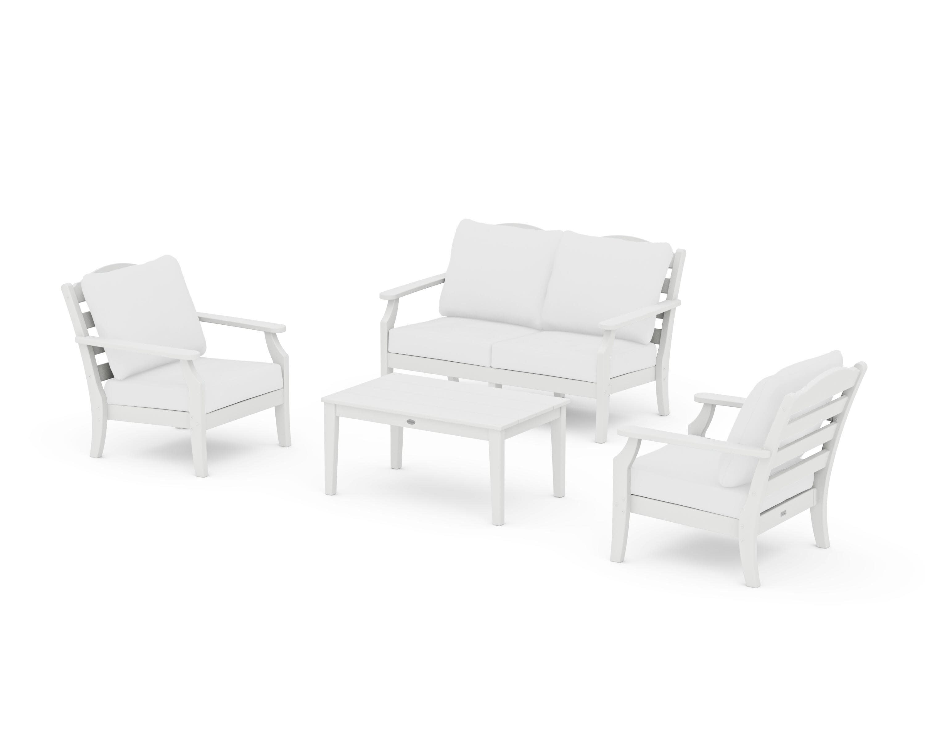Savannah 4-Piece Deep Seating Set with Loveseat in White / Natural