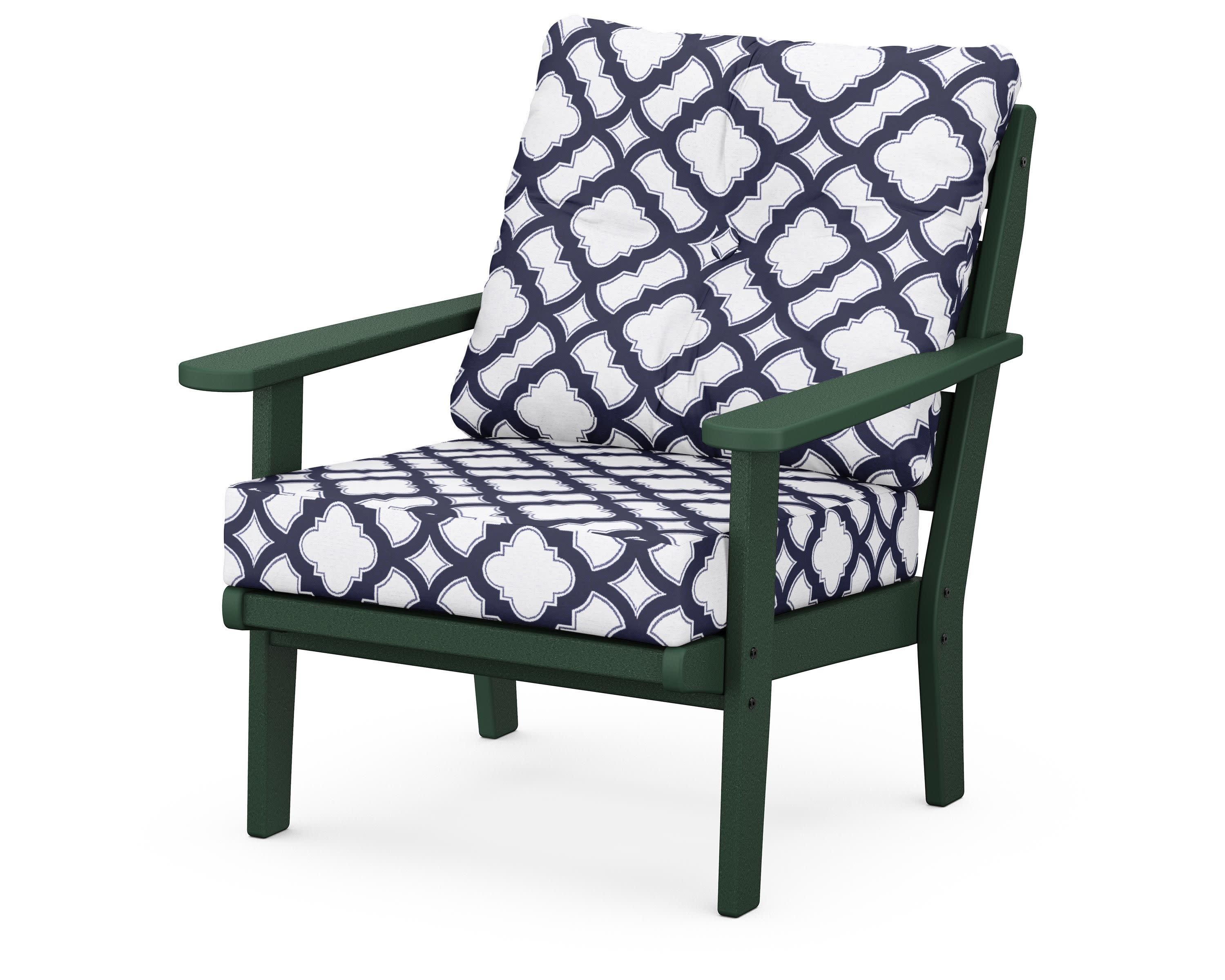 Lakeside Deep Seating Chair in Green / Trellis Navy