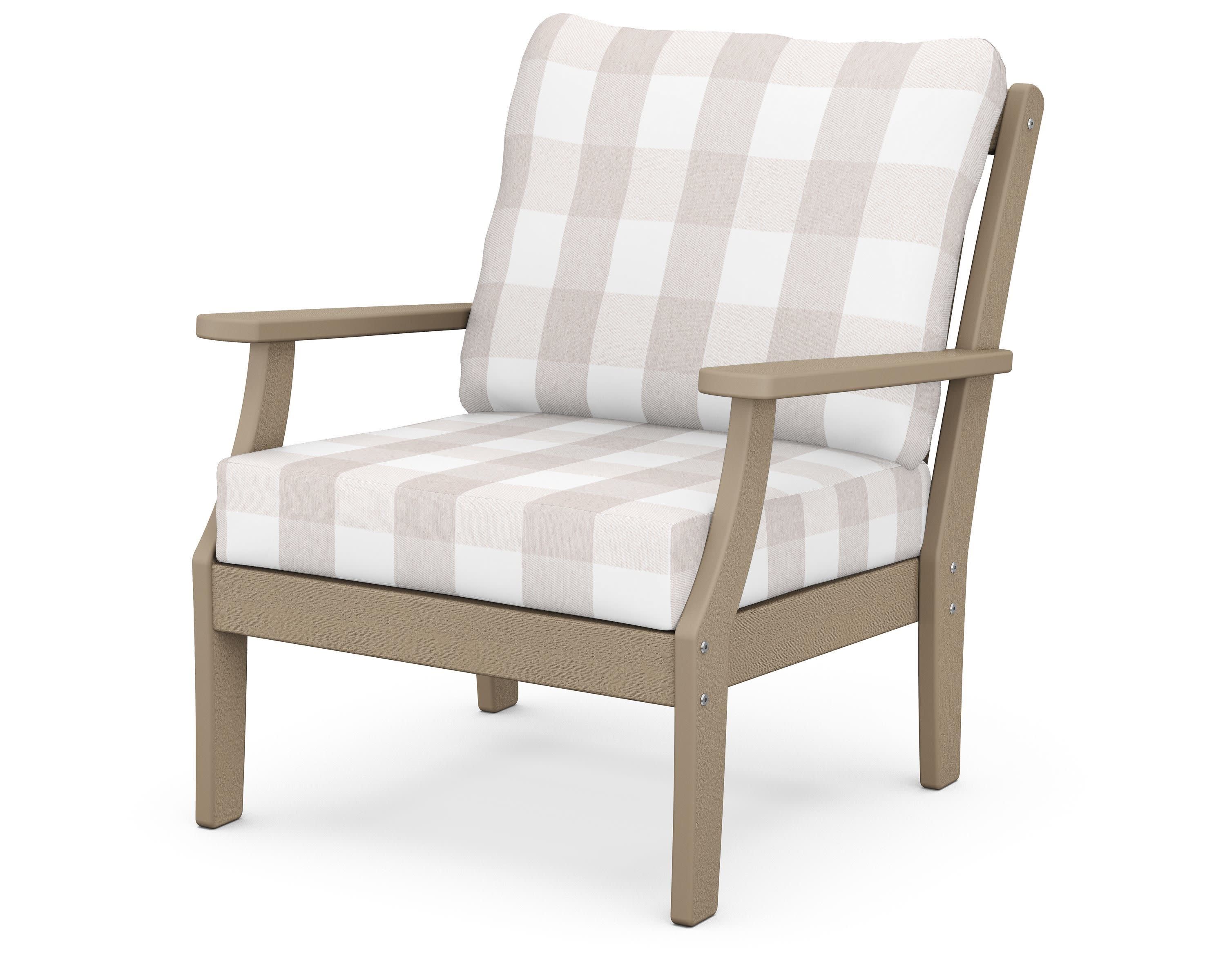 Braxton Deep Seating Chair in Vintage Sahara / Buffalo Plaid Dune Burlap