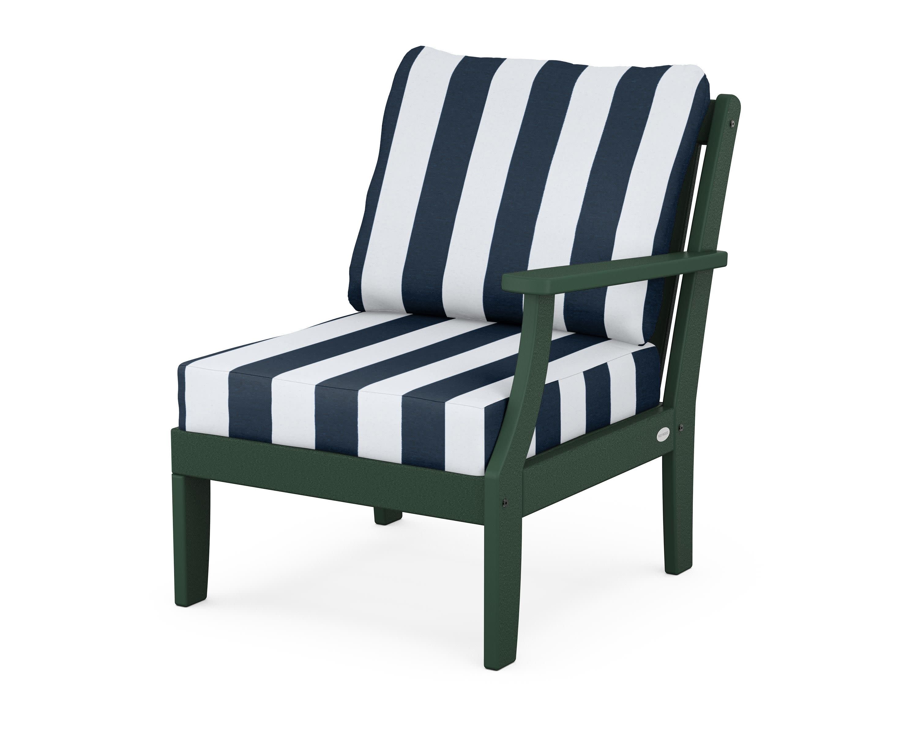 Braxton Modular Right Arm Chair in Green / Cabana Stripe Marine Indigo