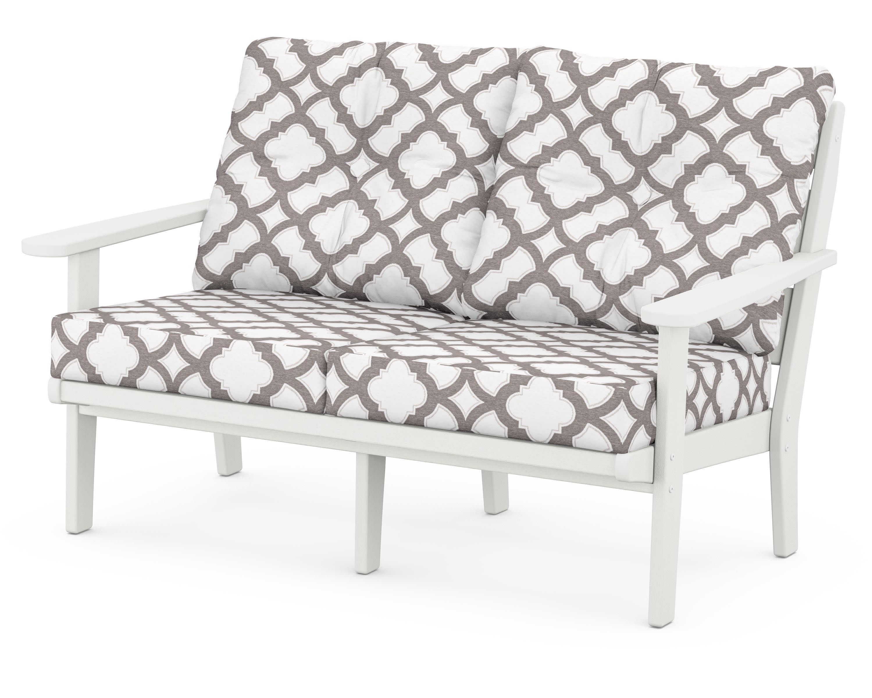 Lakeside Deep Seating Loveseat in Vintage White / Trellis Grey Mist
