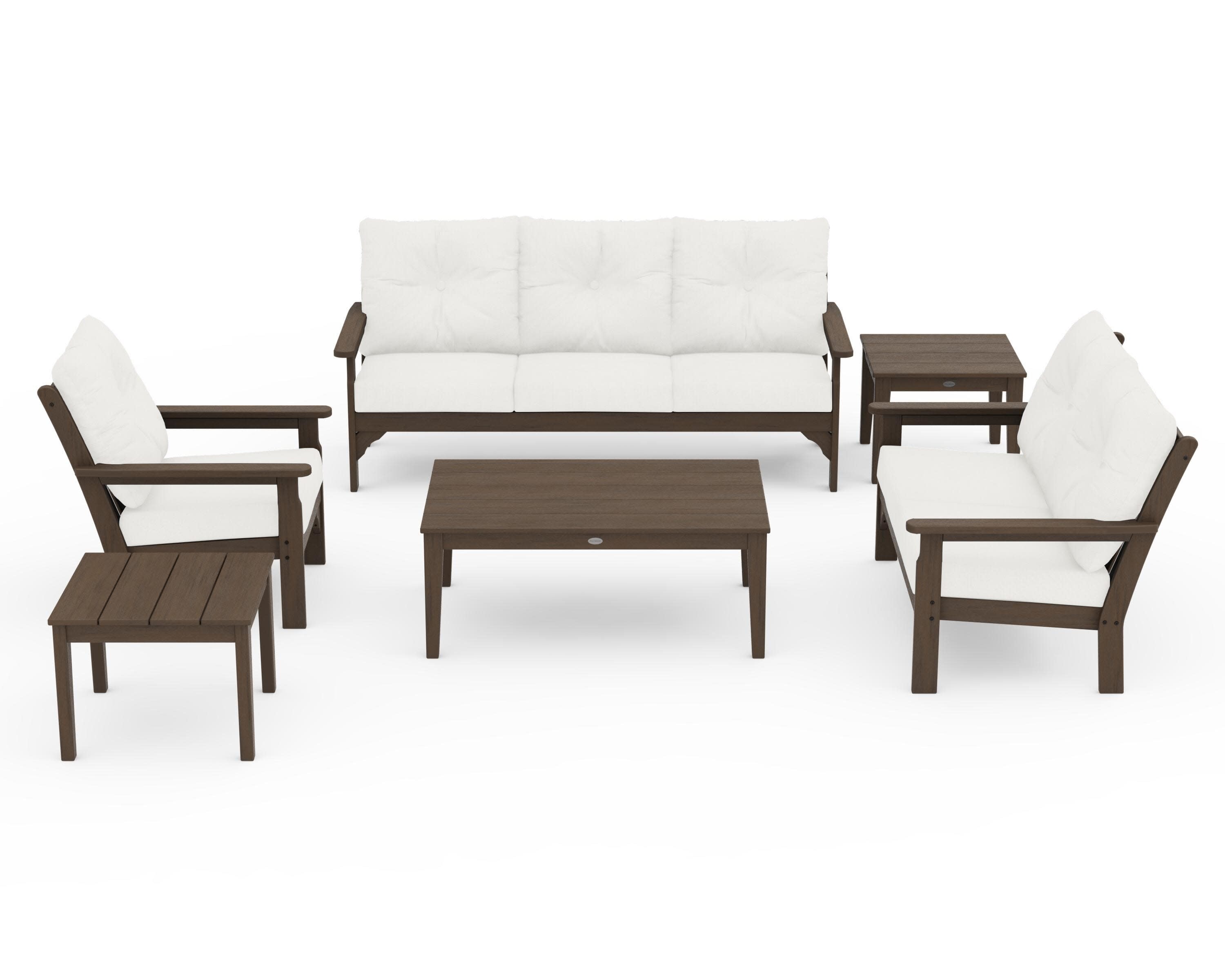 Vineyard 6-Piece Deep Seating Set in Kona / Natural Linen