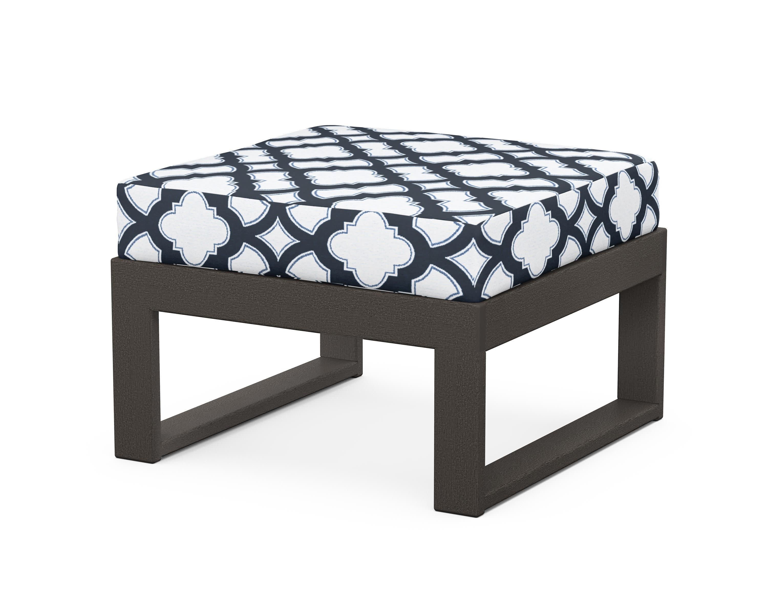 Modular Ottoman - Modern in Vintage Coffee / Trellis Marine Indigo