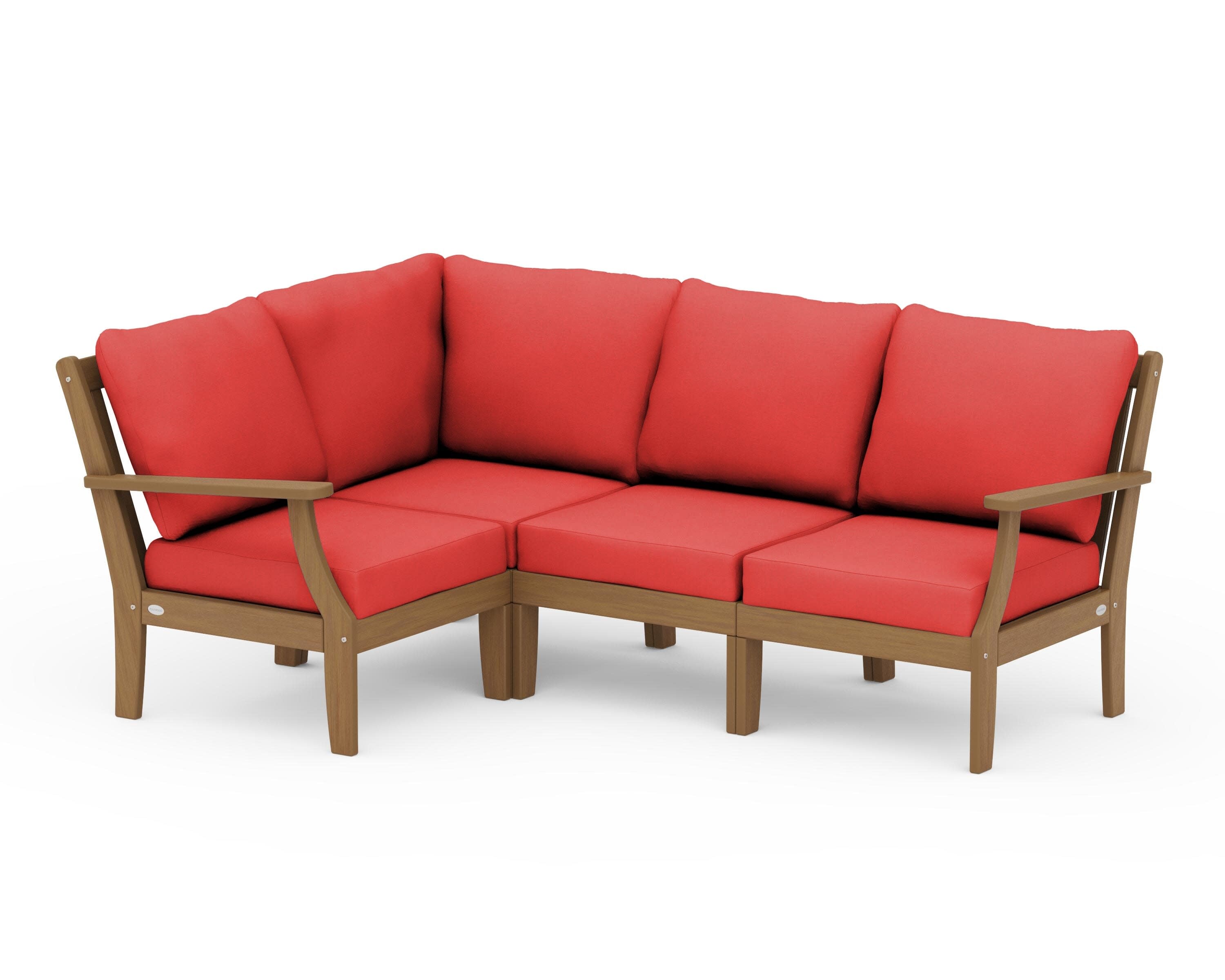 Braxton Modular 4-Piece Deep Seating Set in Natural / Crimson Linen