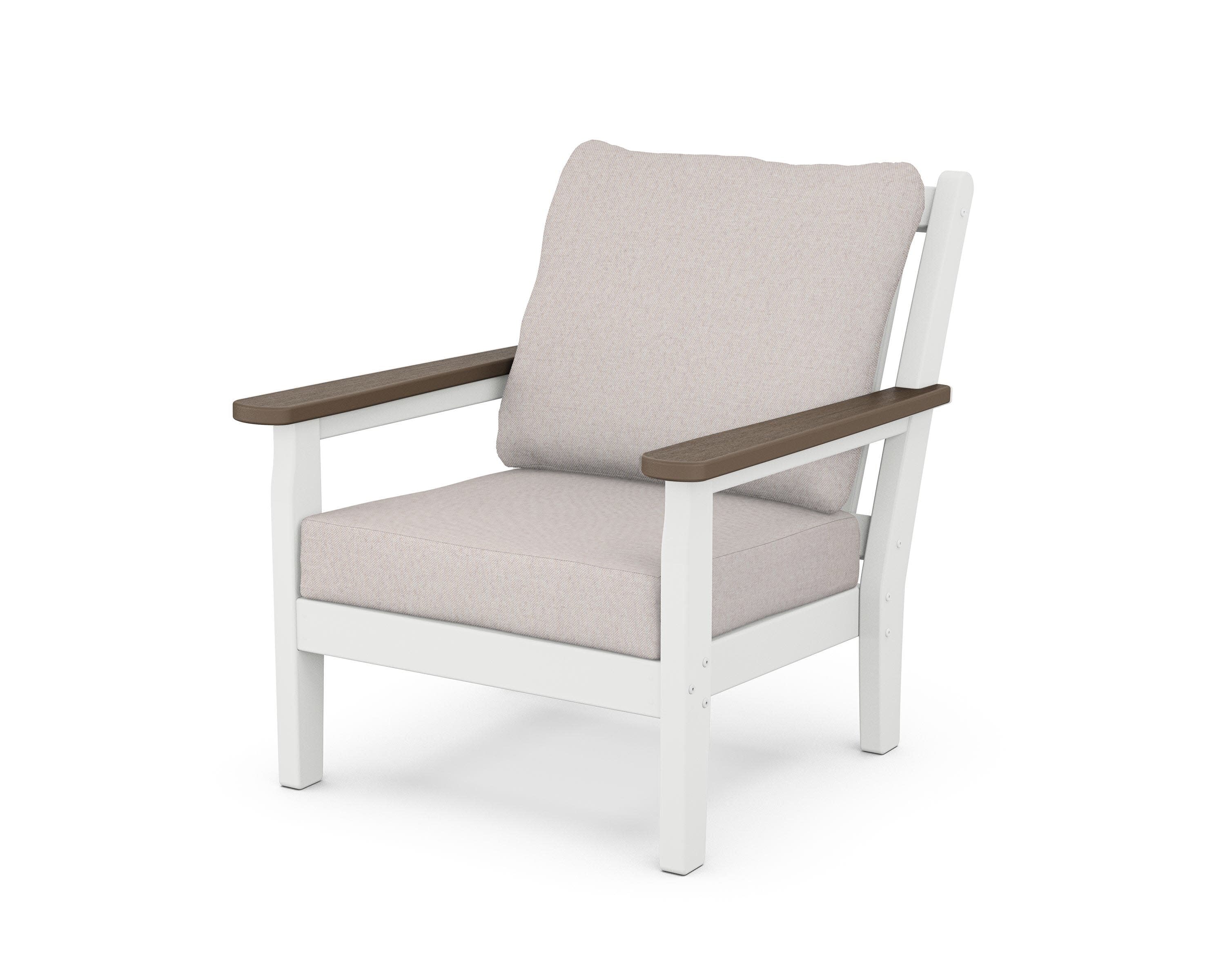 Chippendale Deep Seating Chair in White / Kona / Dune Burlap
