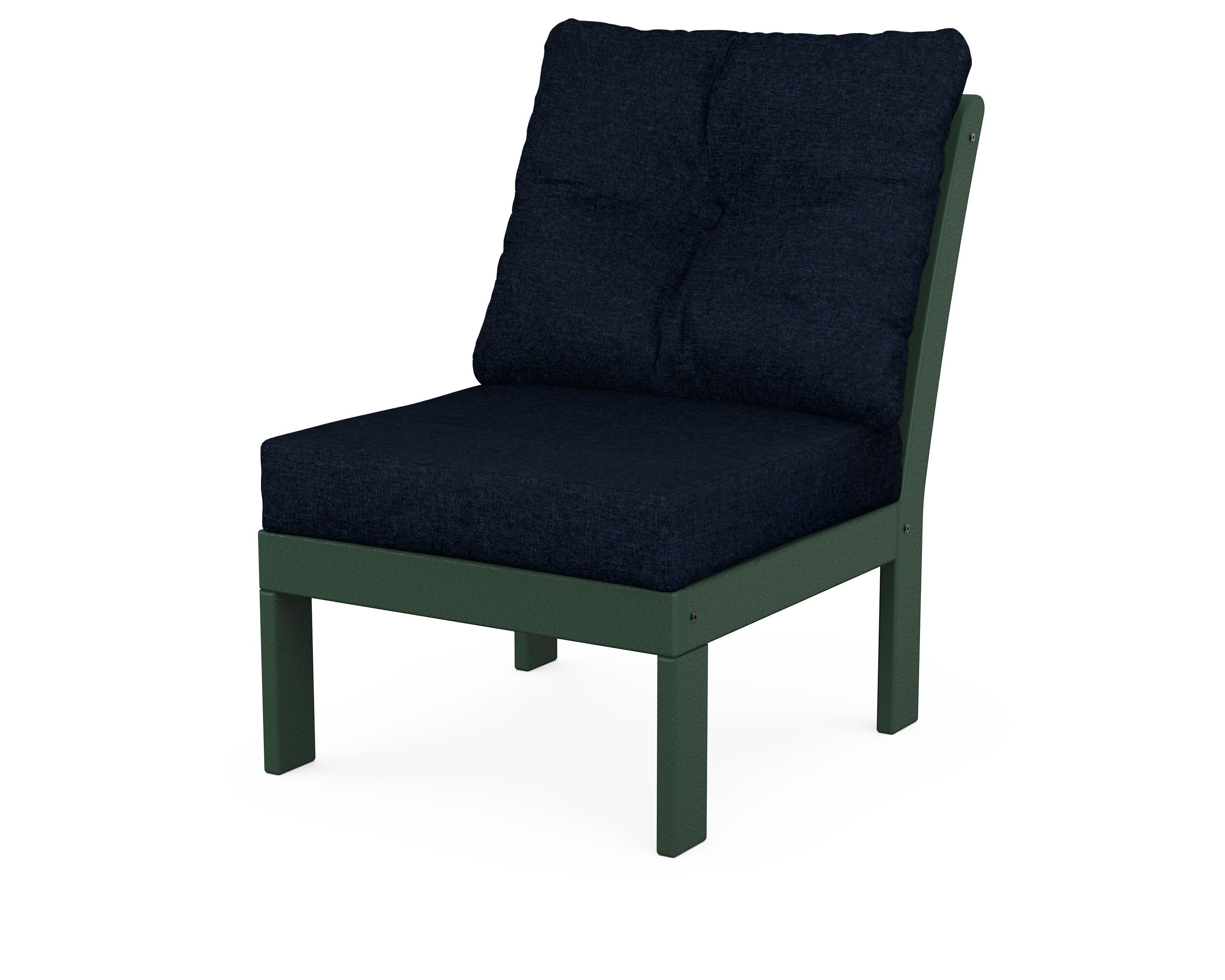 Vineyard Modular Armless Chair in Green / Marine Indigo