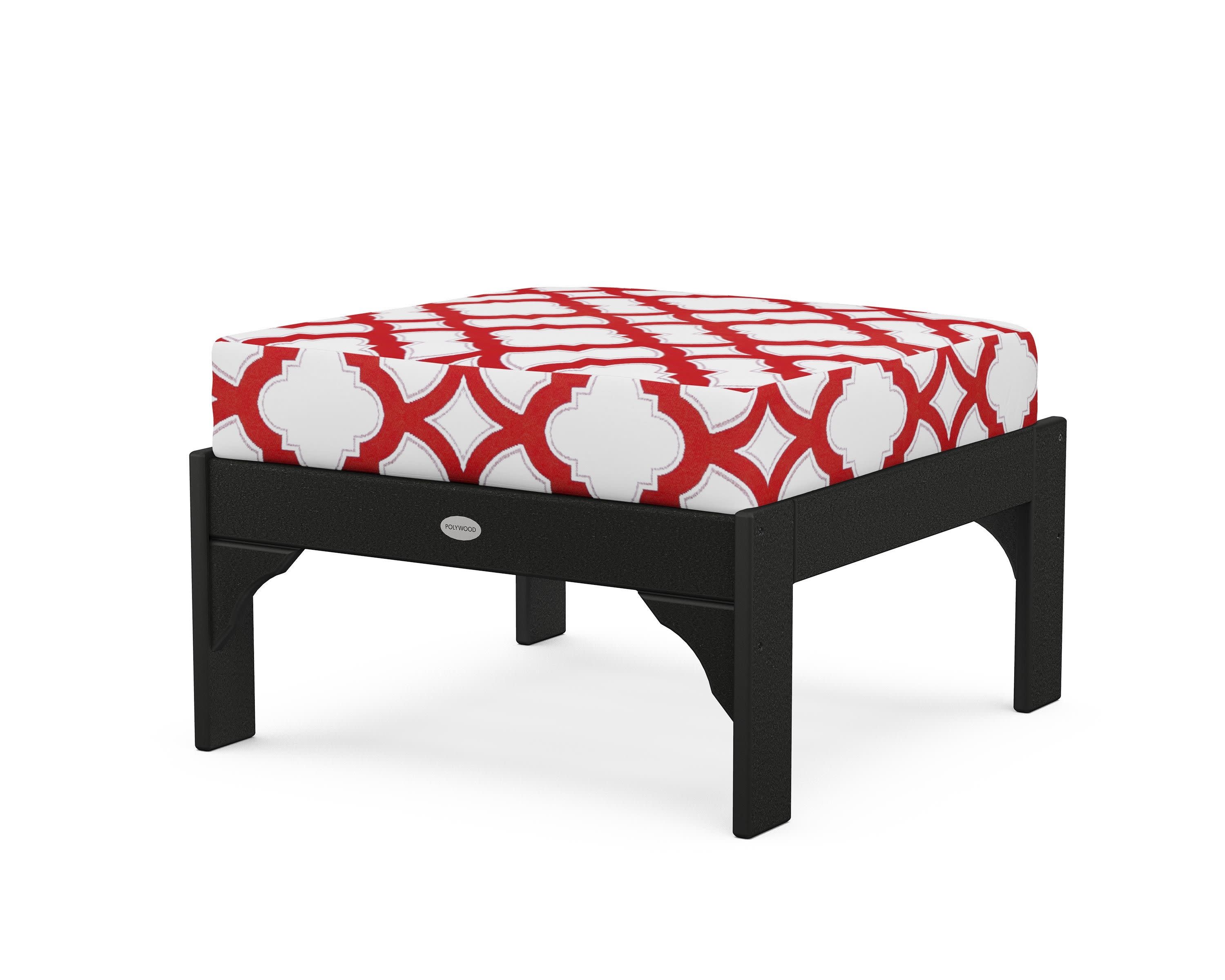 Vineyard Deep Seating Ottoman in Black / Trellis Crimson