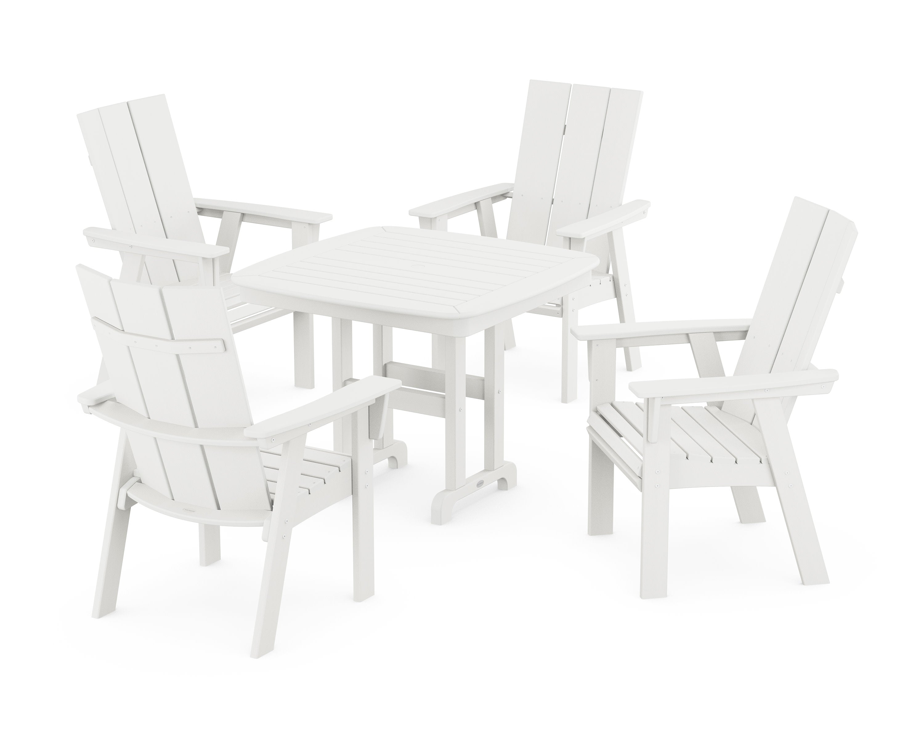 Modern Curveback Adirondack 5-Piece Dining Set in Vintage White