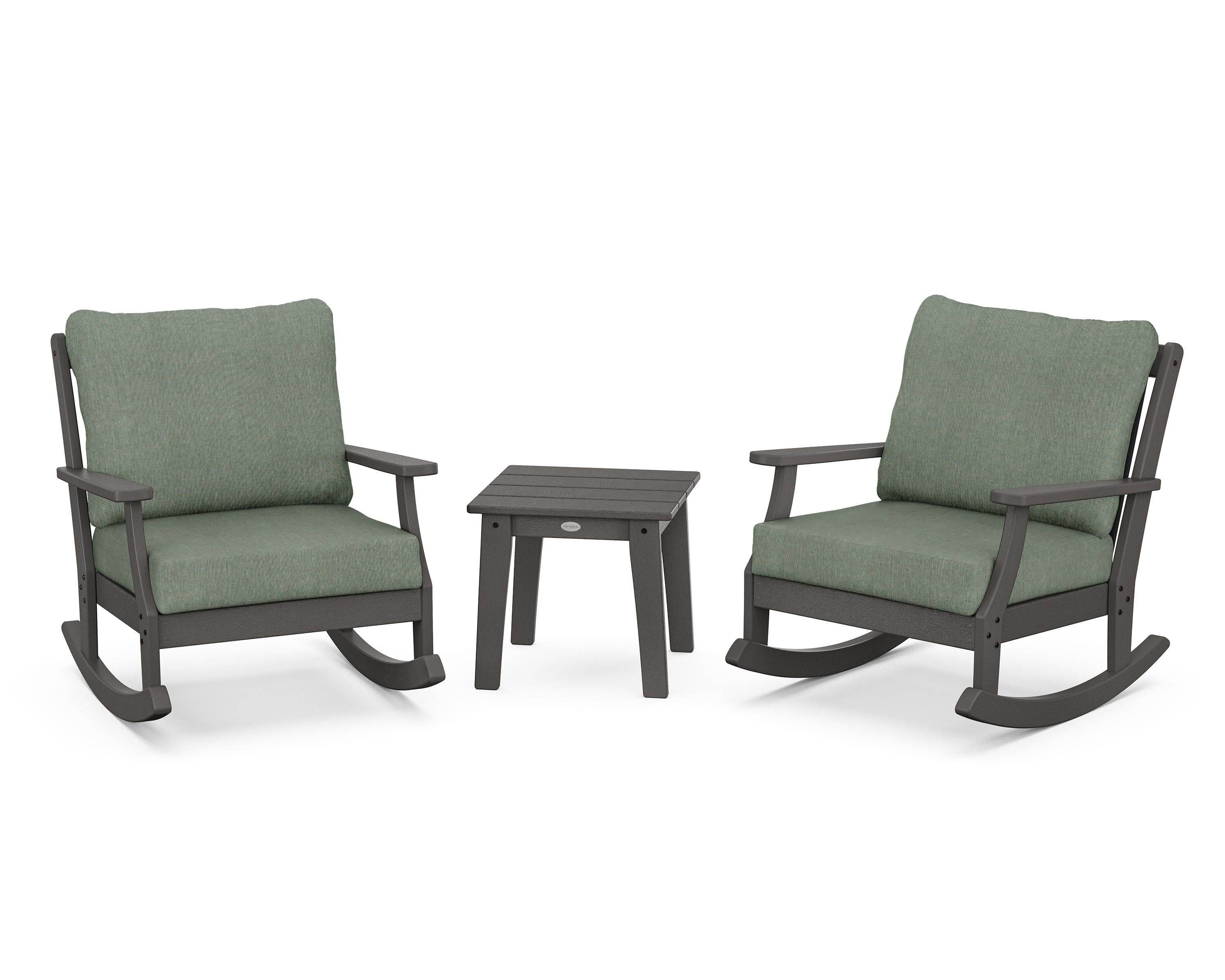 Braxton 3-Piece Deep Seating Rocker Set in Vintage Coffee / Cast Sage