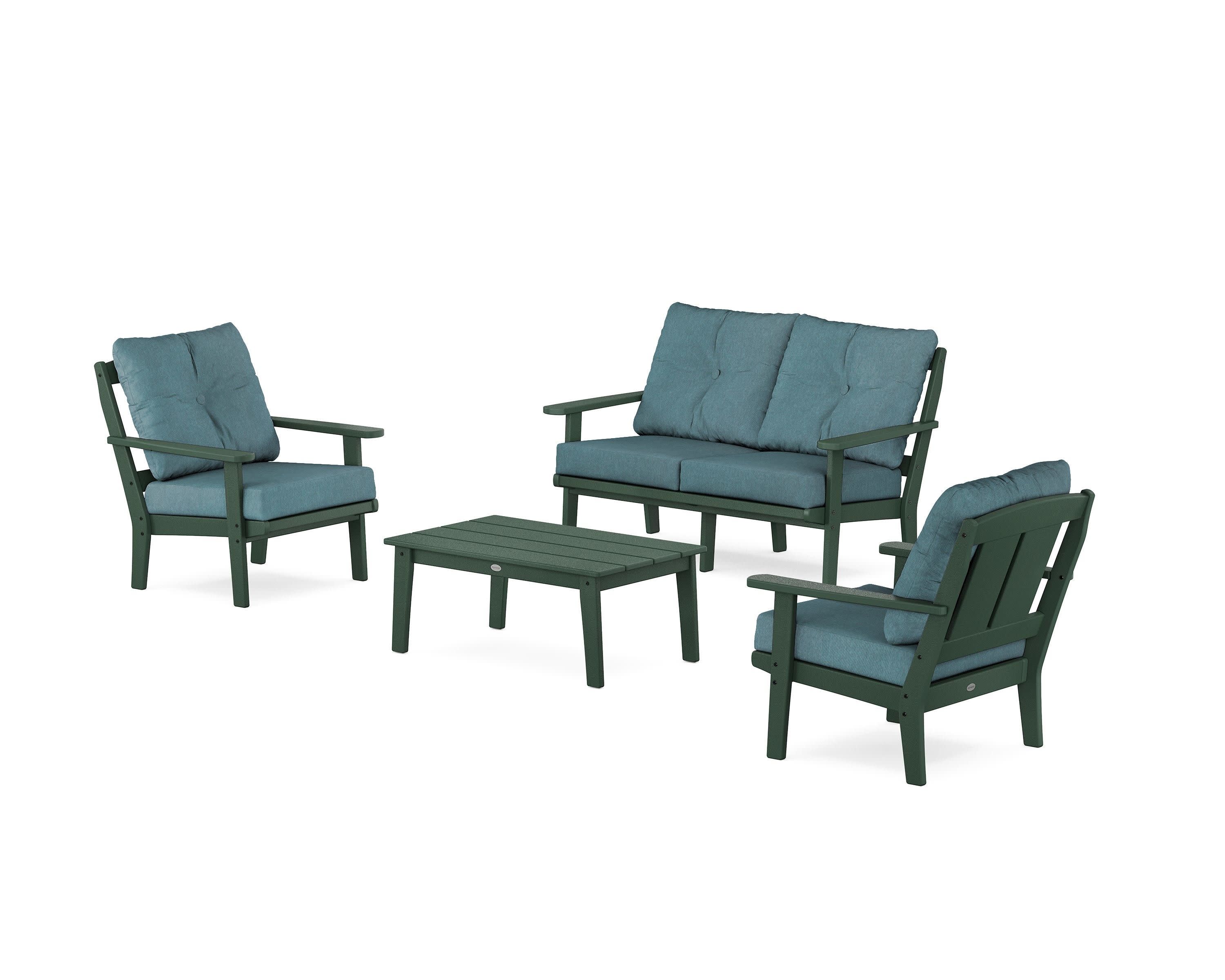 Mission 4-Piece Deep Seating Set with Loveseat in Green / Ocean Teal