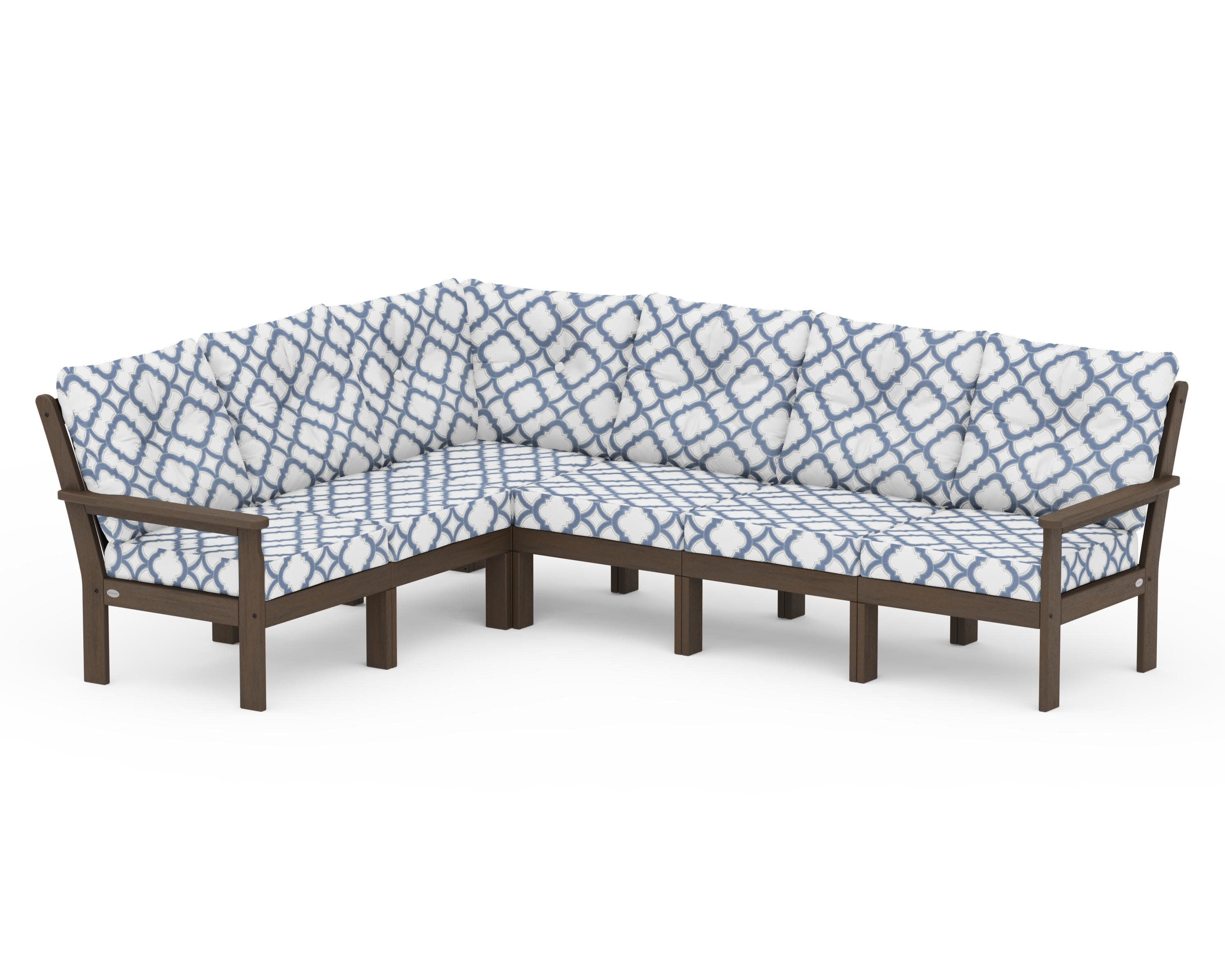 Vineyard 6-Piece Sectional in Kona / Trellis Sky Blue