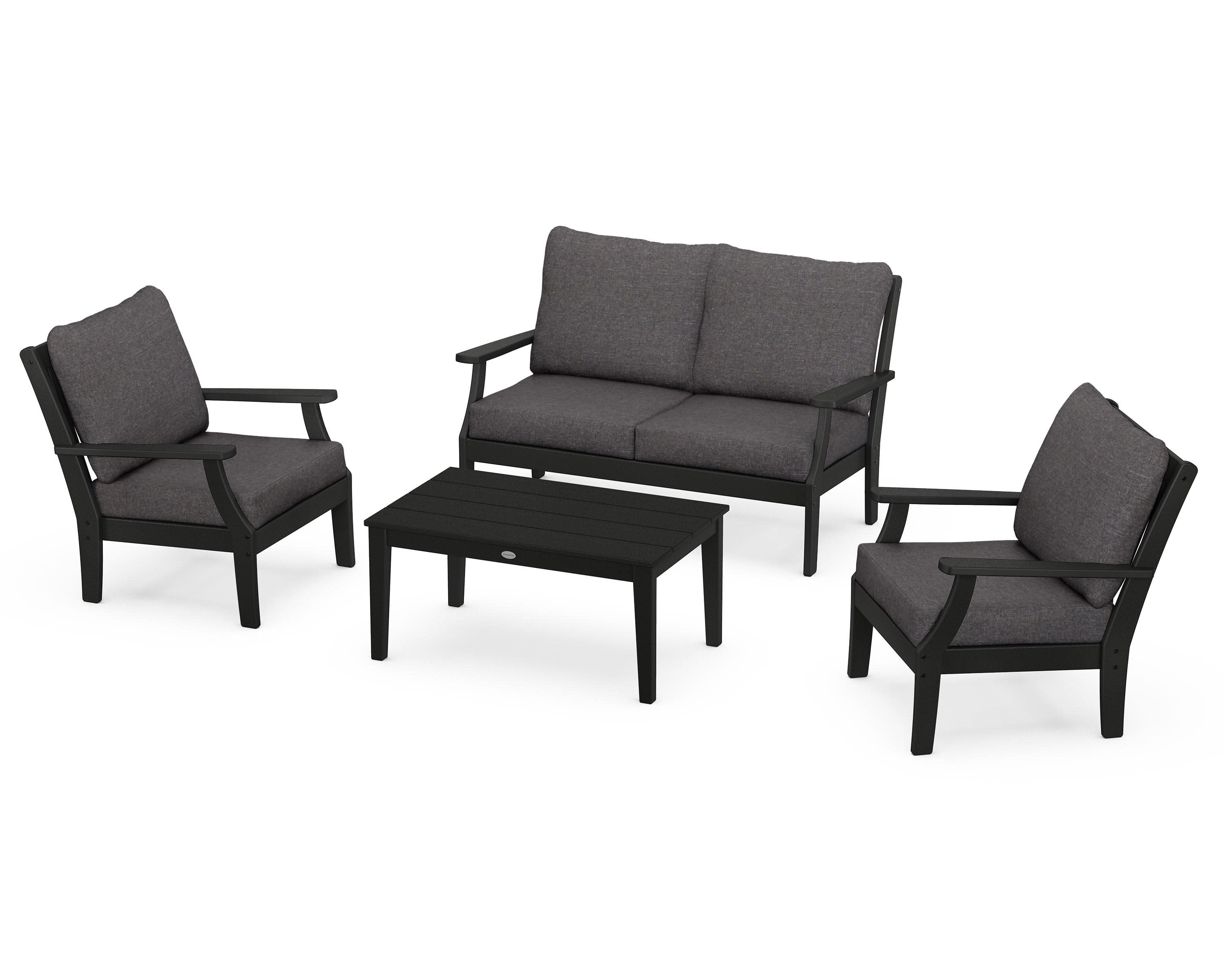 Braxton 4-Piece Deep Seating Chair Set in Black / Ash Charcoal