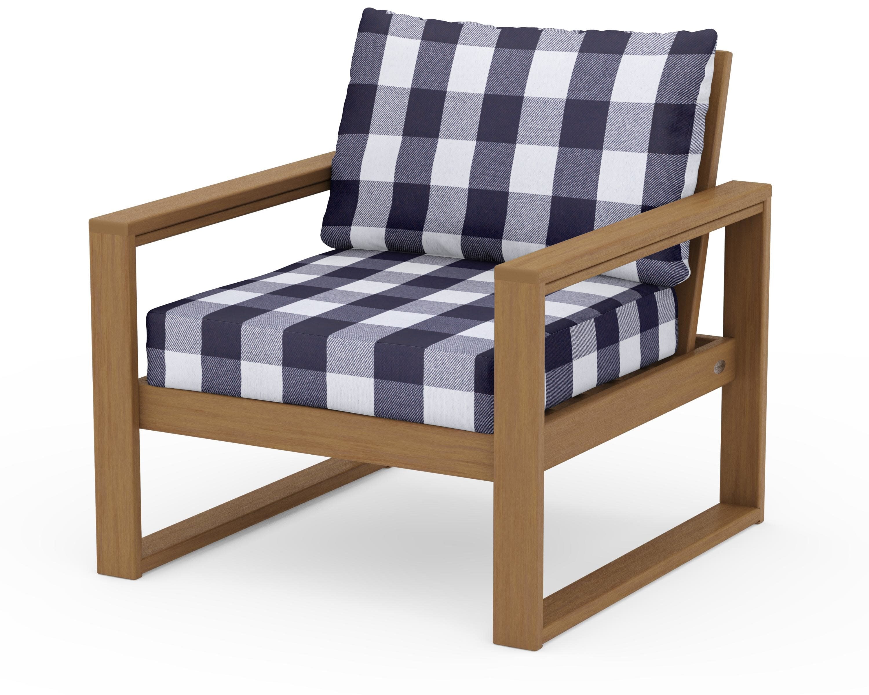 EDGE Club Chair in Natural / Buffalo Plaid Navy