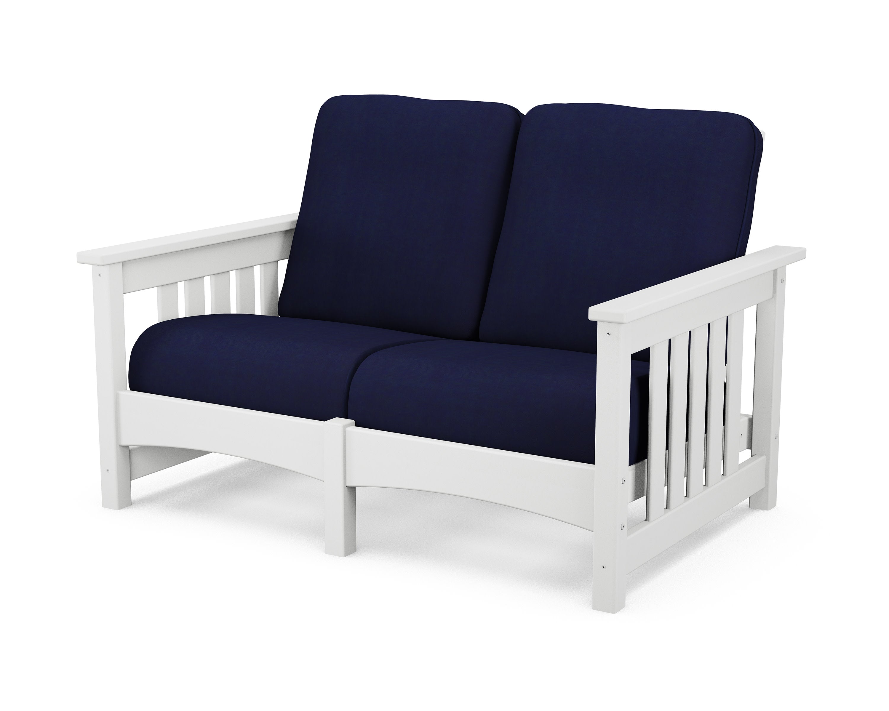 Club Mission Loveseat in White / Navy