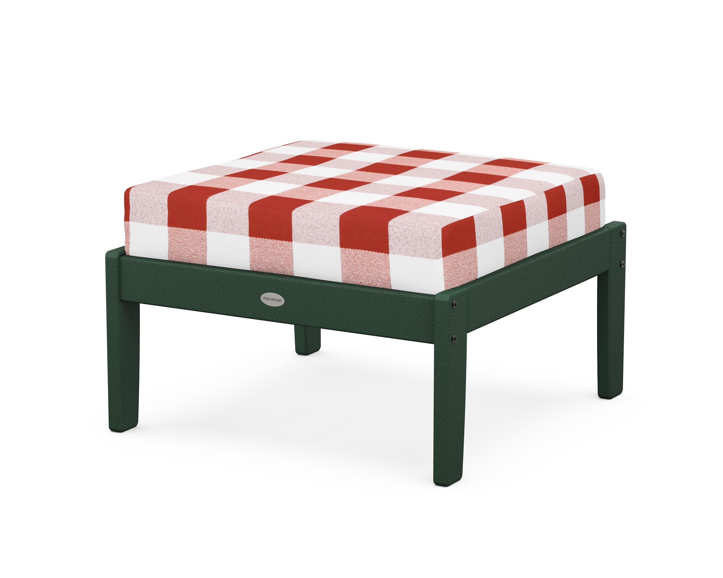 Braxton Deep Seating Ottoman in Green / Buffalo Plaid Crimson