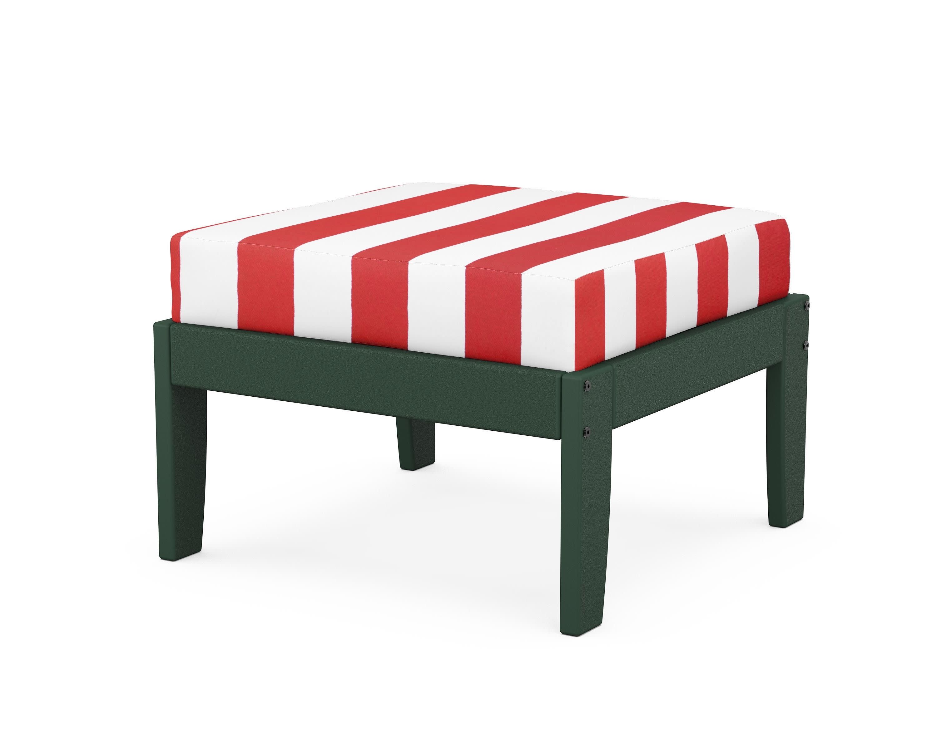 Modular Ottoman - Classic in Green / Cabana Stripe Crimson