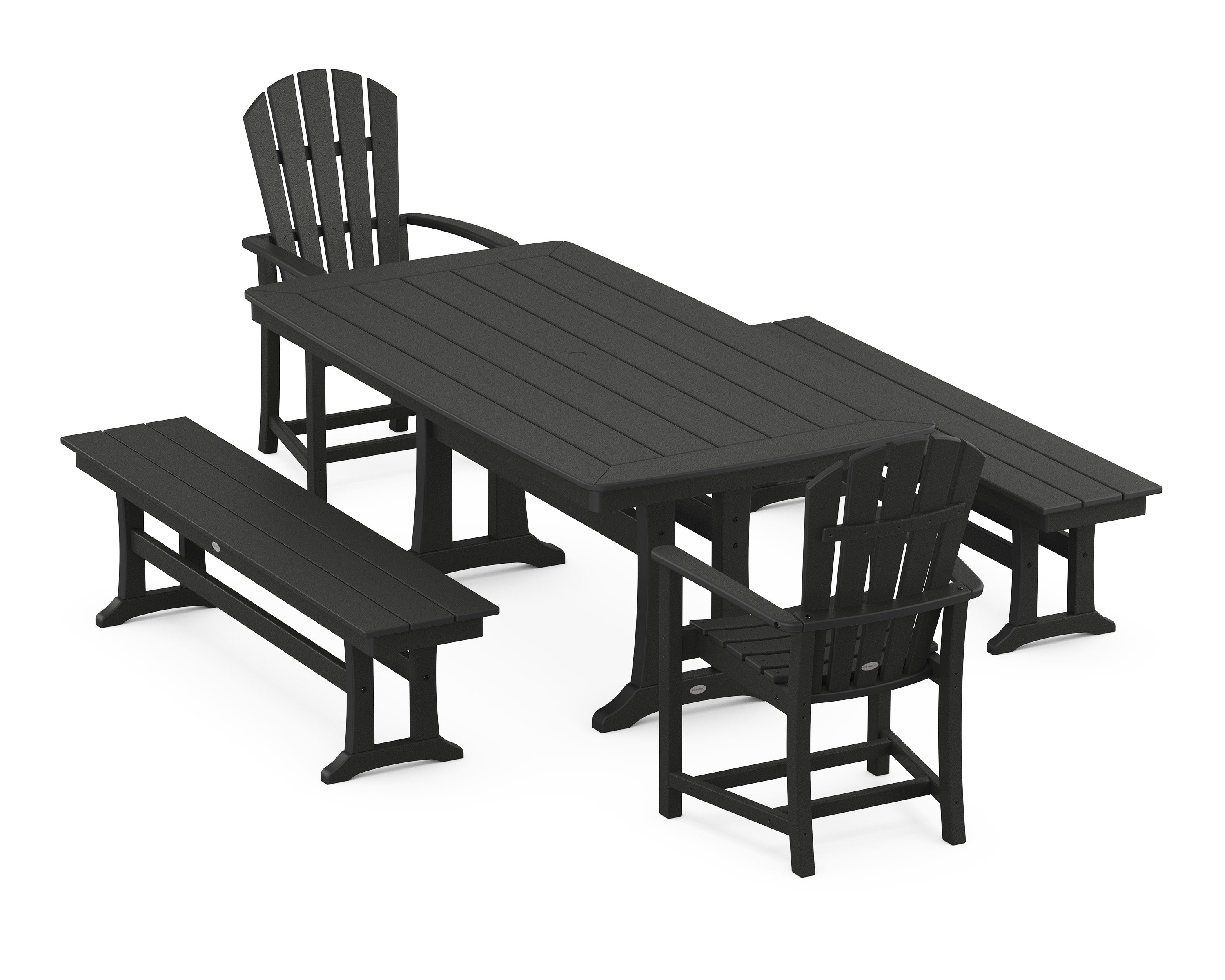 Palm Coast 5-Piece Dining Set with Trestle Legs in Black