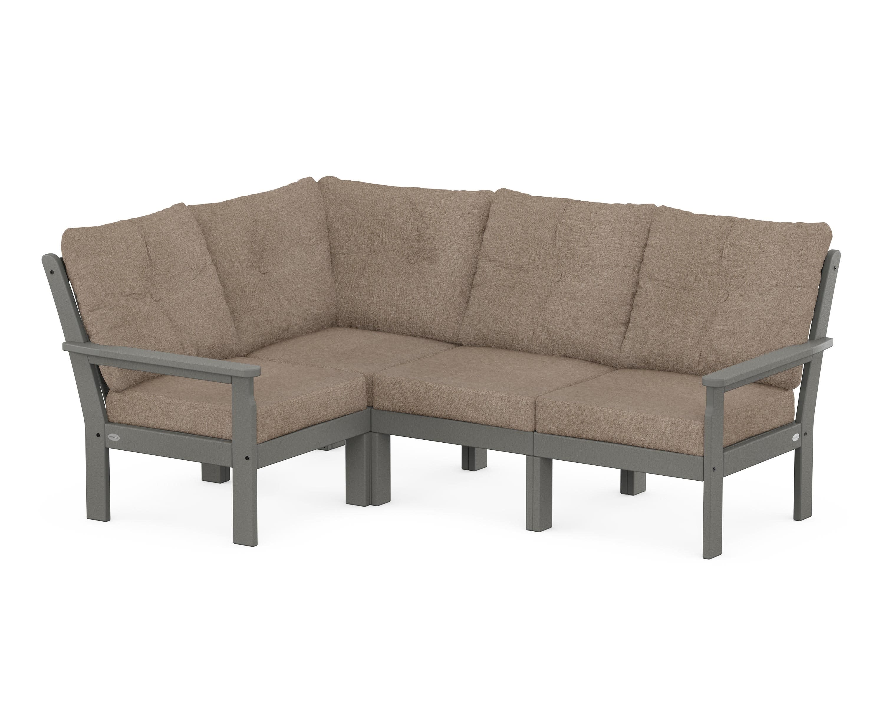 Vineyard 4-Piece Sectional in Slate Grey / Spiced Burlap