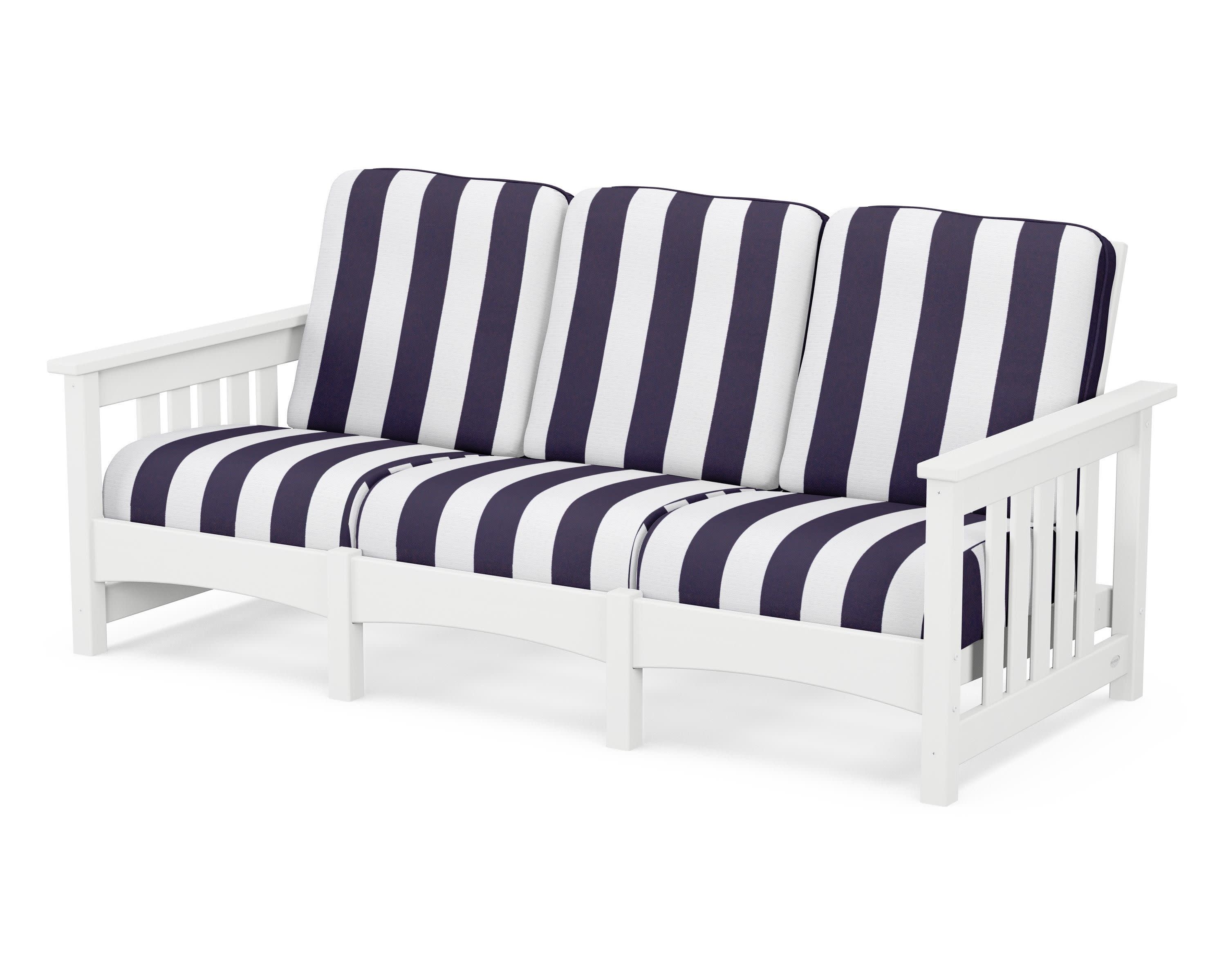 Club Mission Sofa in White / Cabana Stripe Navy