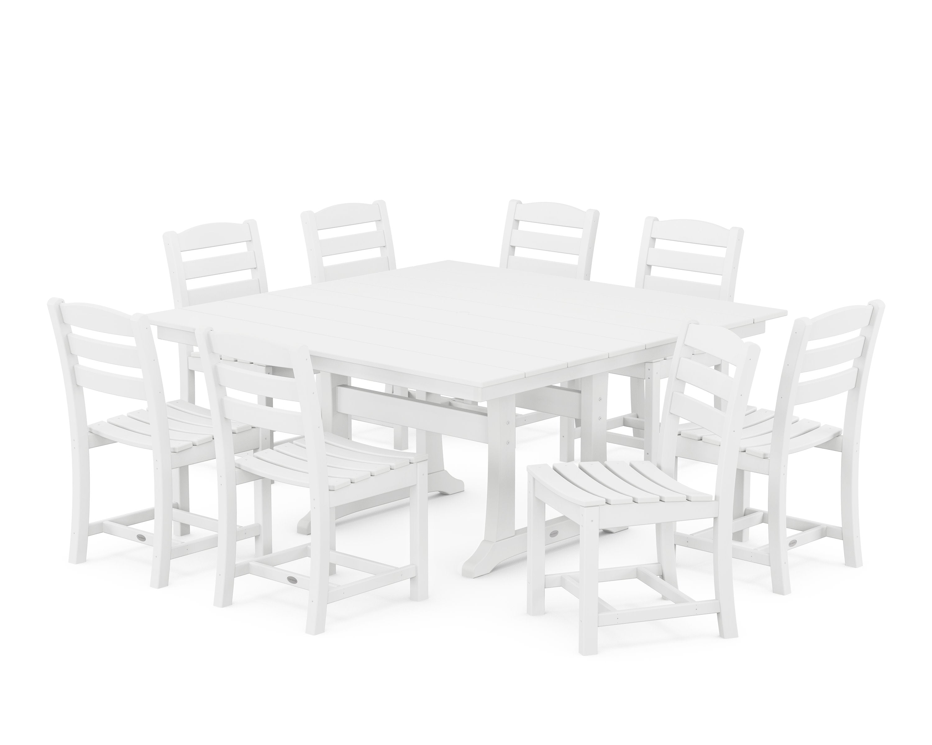 La Casa Caf 9-Piece Farmhouse Trestle Dining Set in White