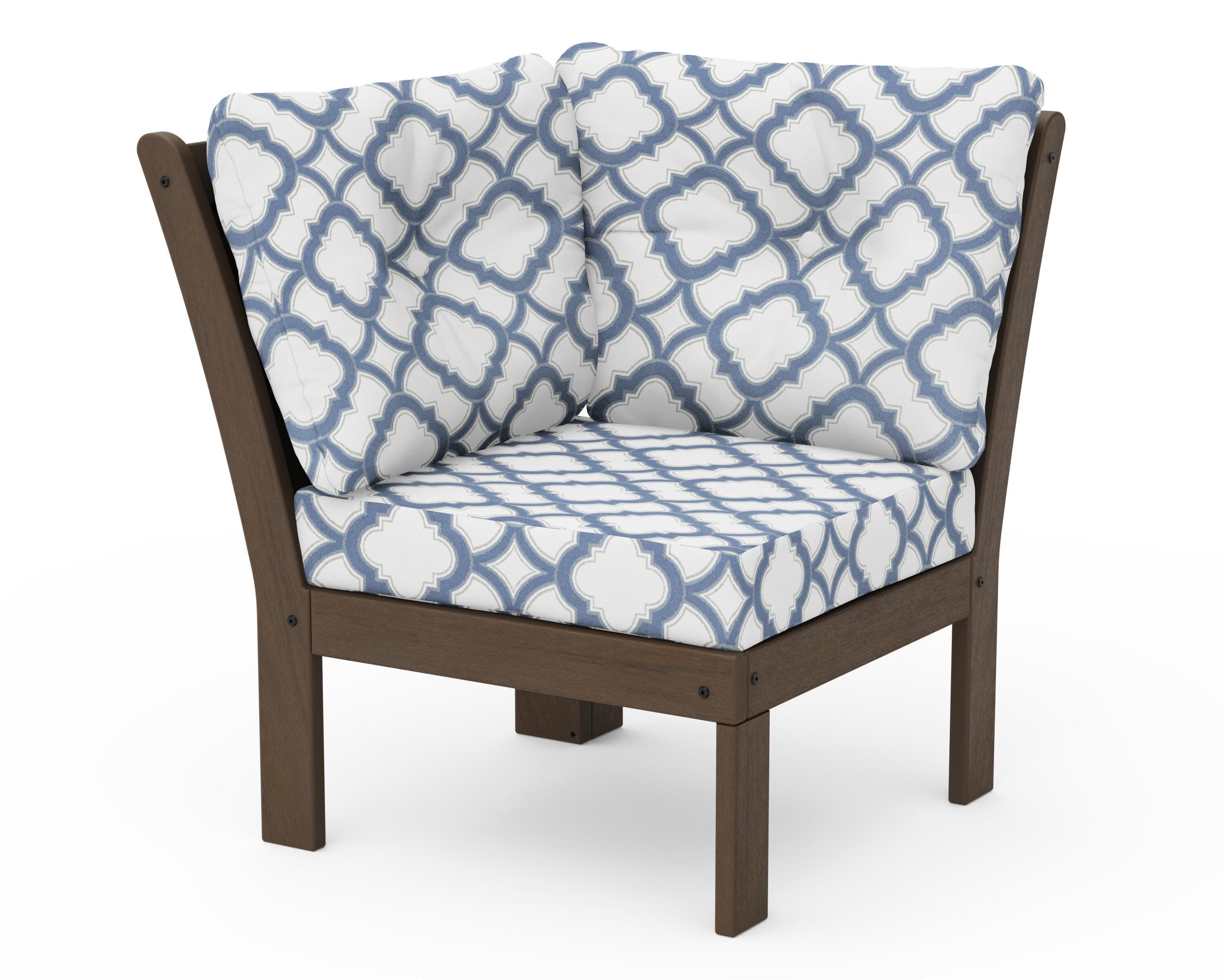 Vineyard Modular Corner Chair in Kona / Trellis Sky Blue