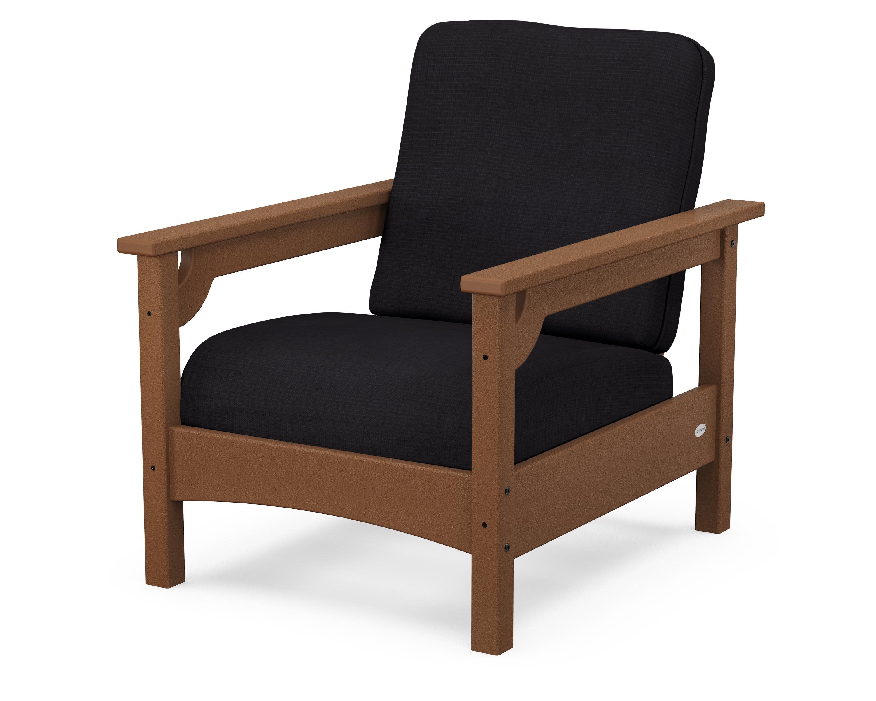 Club Chair in Teak / Midnight Linen
